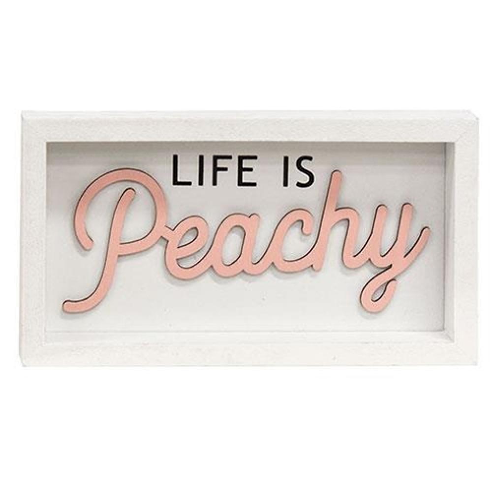 Life is Peachy Box Sign - Rustic Wooden Home Decor for Farmhouse, Kitchen & Bedroom - Perfect Wall Art for Living Room, Office & Gift Ideas