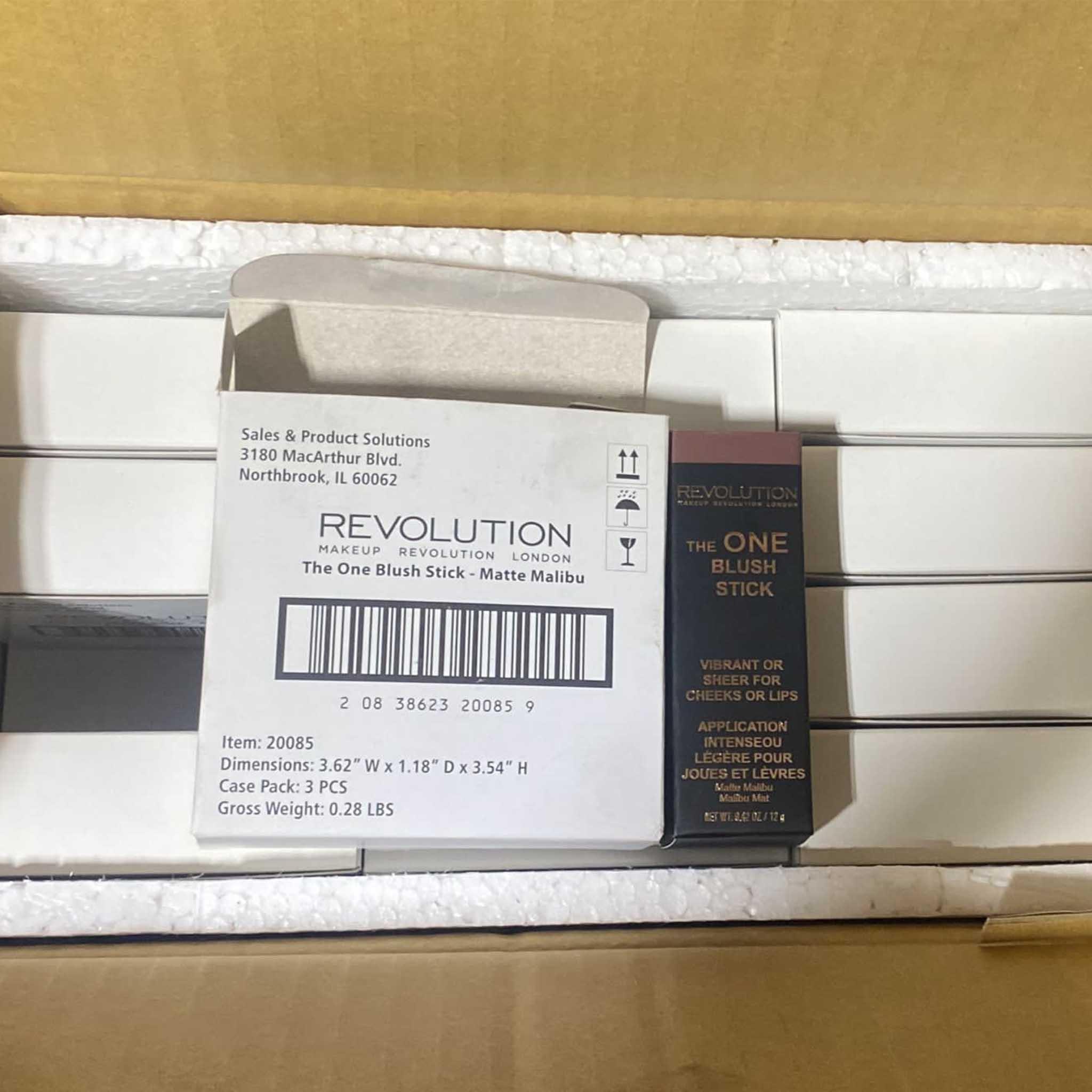 Revolution The One Blush Stick - Matte Lip & Cheek Color in Malibu (72 Pcs Box) | Long-Lasting Makeup for Everyday Wear & Party Looks