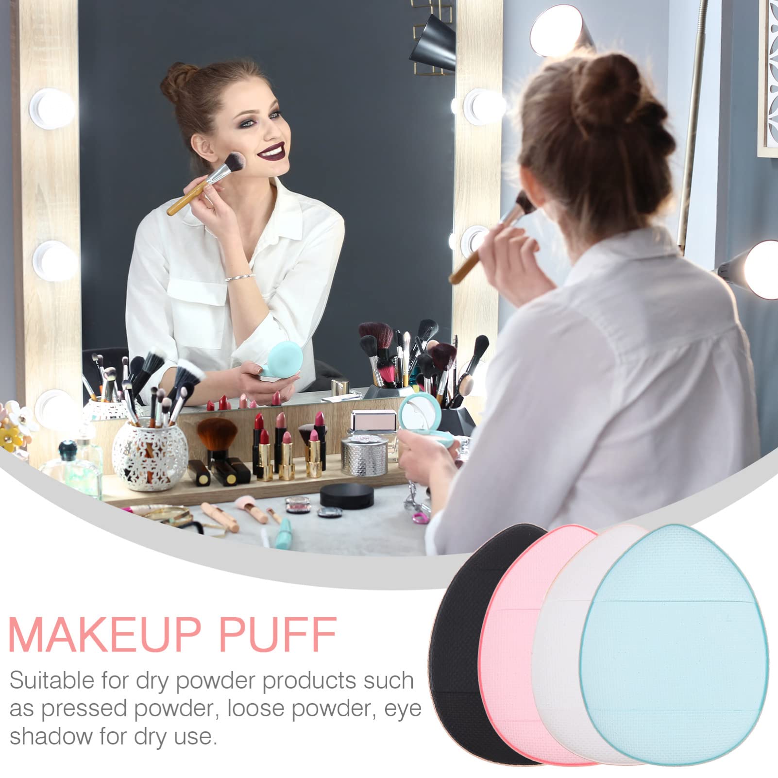 Minkissy 20pcs Finger Powder Puff - Hydrophilic Non-Latex Fluffy Makeup Sponge for Foundation, Setting Powder & Makeup Removal | Mini Beauty Blender for Flawless Face Makeup Application & Touch-Ups
