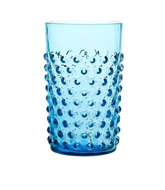 Azure Hobnail Glassware Set of 6 - Vintage Inspired Drinking Glasses for Cocktails, Juice & Iced Tea - Perfect for Dinner Parties, Weddings & Home Decor