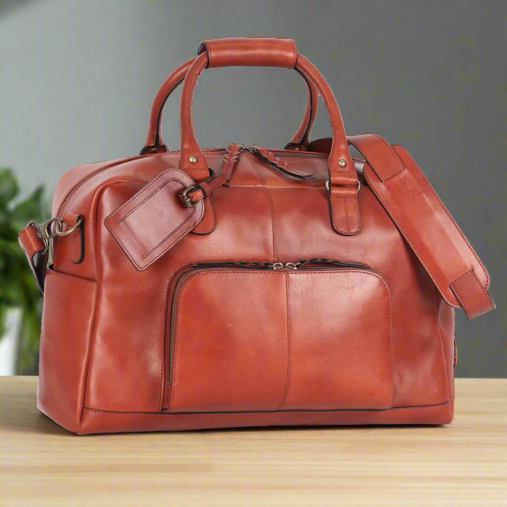 Premium Leather Carry-On Duffle Bag for Travel & Gym - Water-Resistant, Spacious & Durable Luggage for Men & Women - Perfect for Business Trips, Weekend Getaways & Workouts