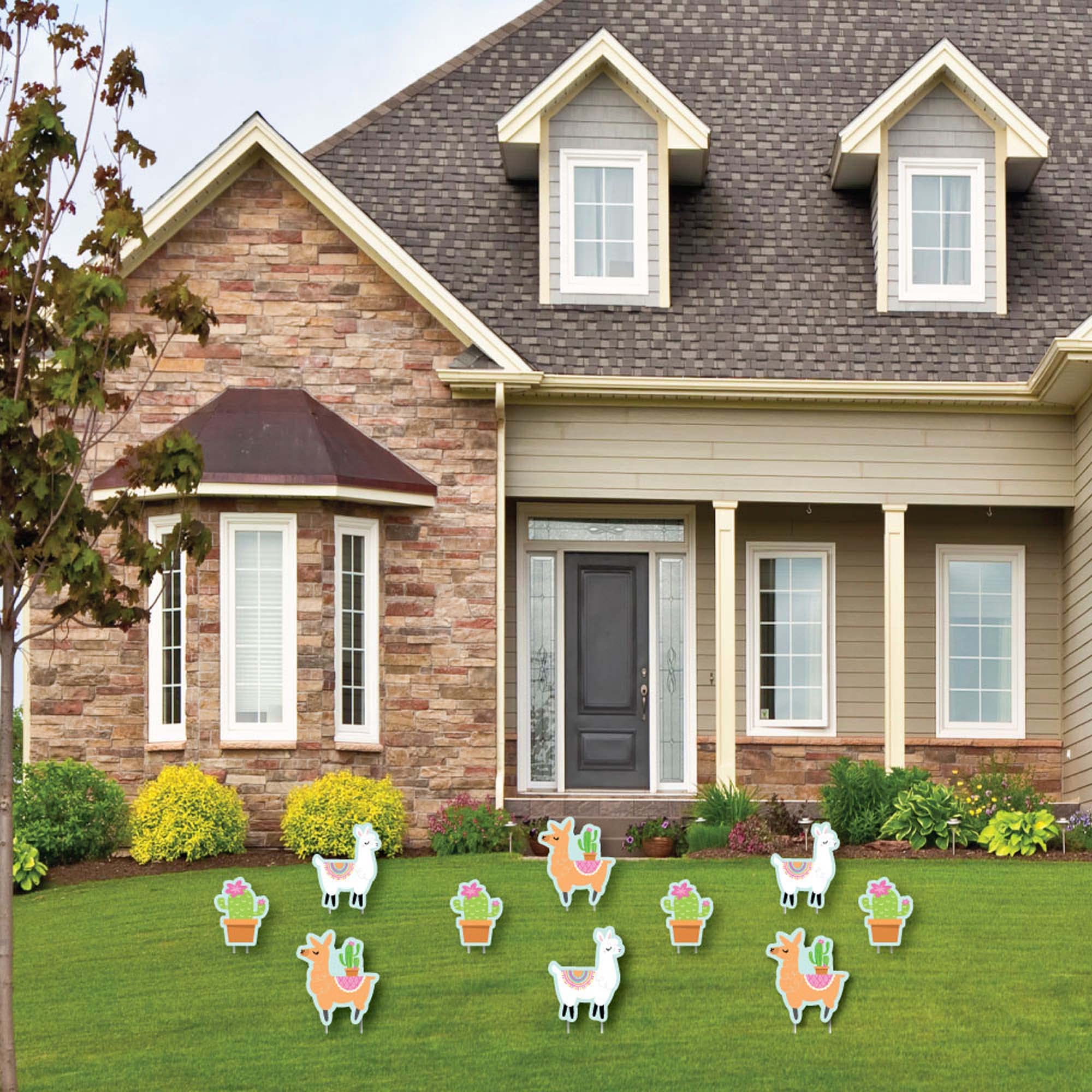 Big Dot of Happiness Whole Llama Fun - 10-Piece Outdoor Lawn Decorations Set for Llama Fiesta, Baby Showers & Birthday Parties - Perfect for Backyard Celebrations and Garden Decor