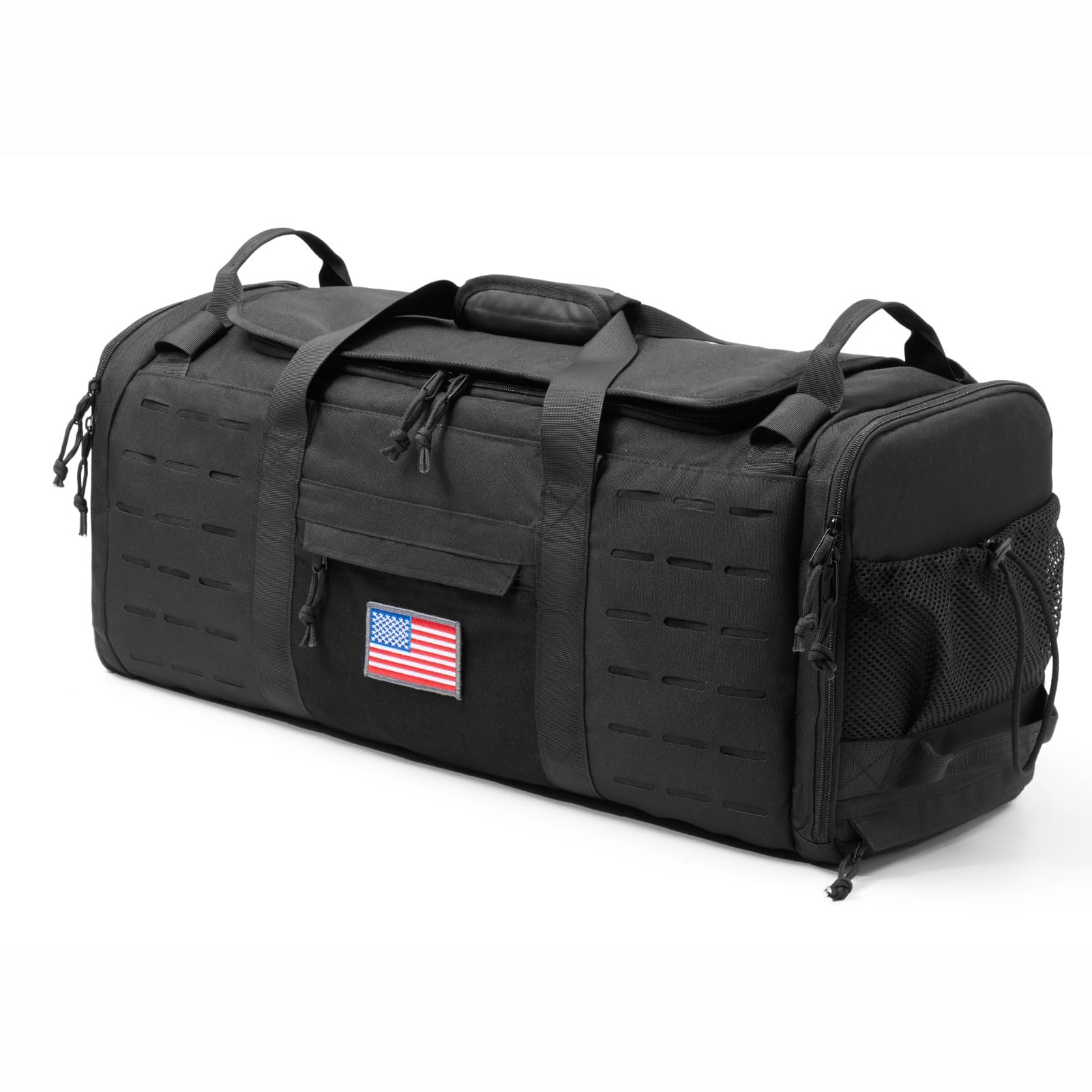 CONTAIL 48L Military Tactical Molle Duffle Bag - Waterproof Gym & Travel Backpack with Shoe Compartment, Detachable Straps for Outdoor Camping, Hiking & Sports Gear Storage (Black)