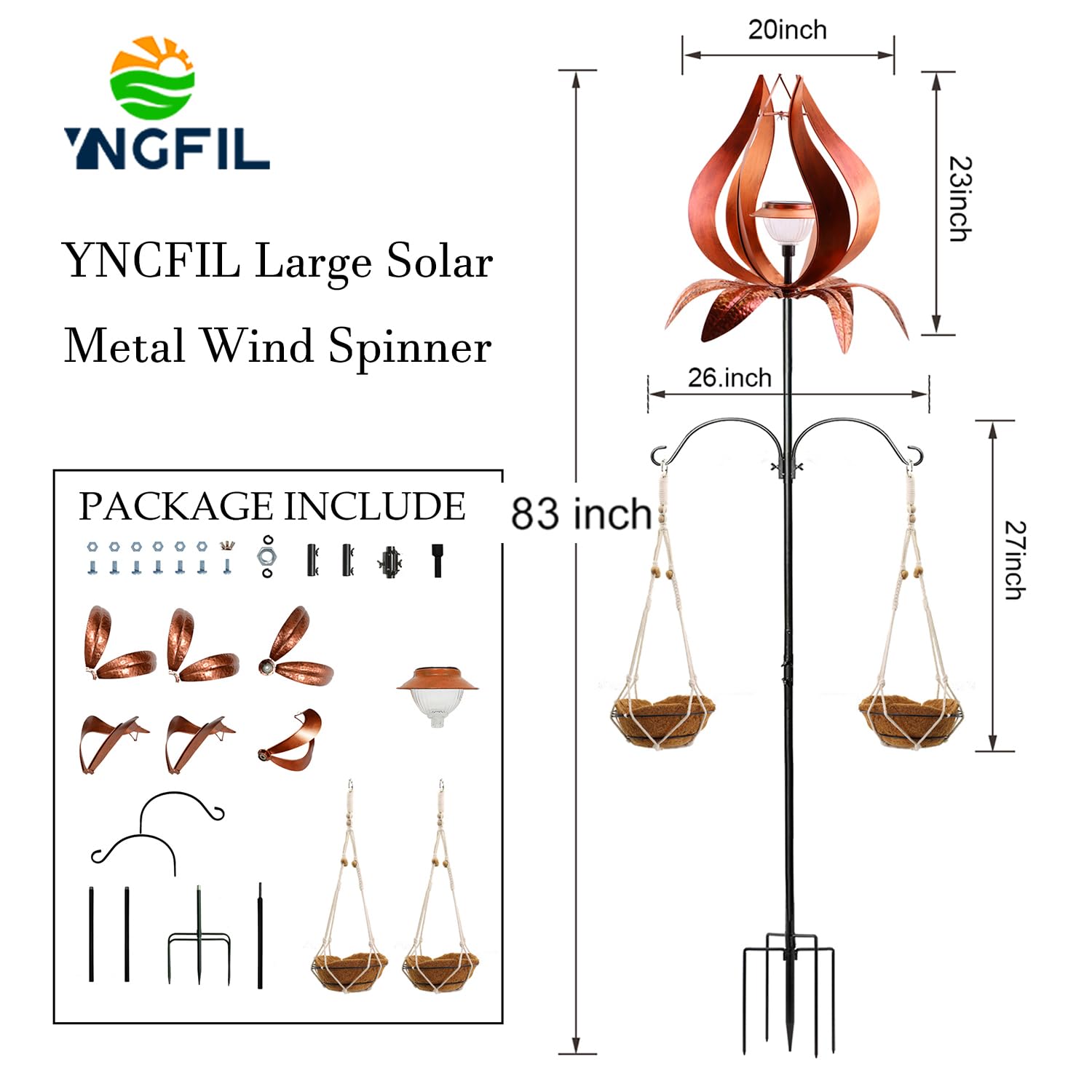 Solar-Powered Multi-Functional Yard Wind Spinners with LED Lights - 83