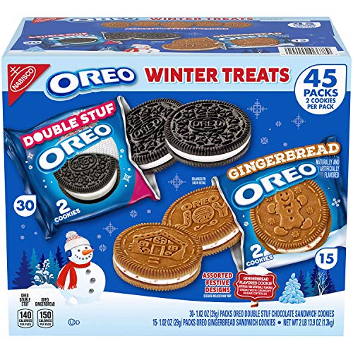Oreo Winter Treats - Limited-Edition Gingerbread & Double Stuf Cookies (45 Snack Packs) - Perfect for Holiday Gifts & Christmas Parties