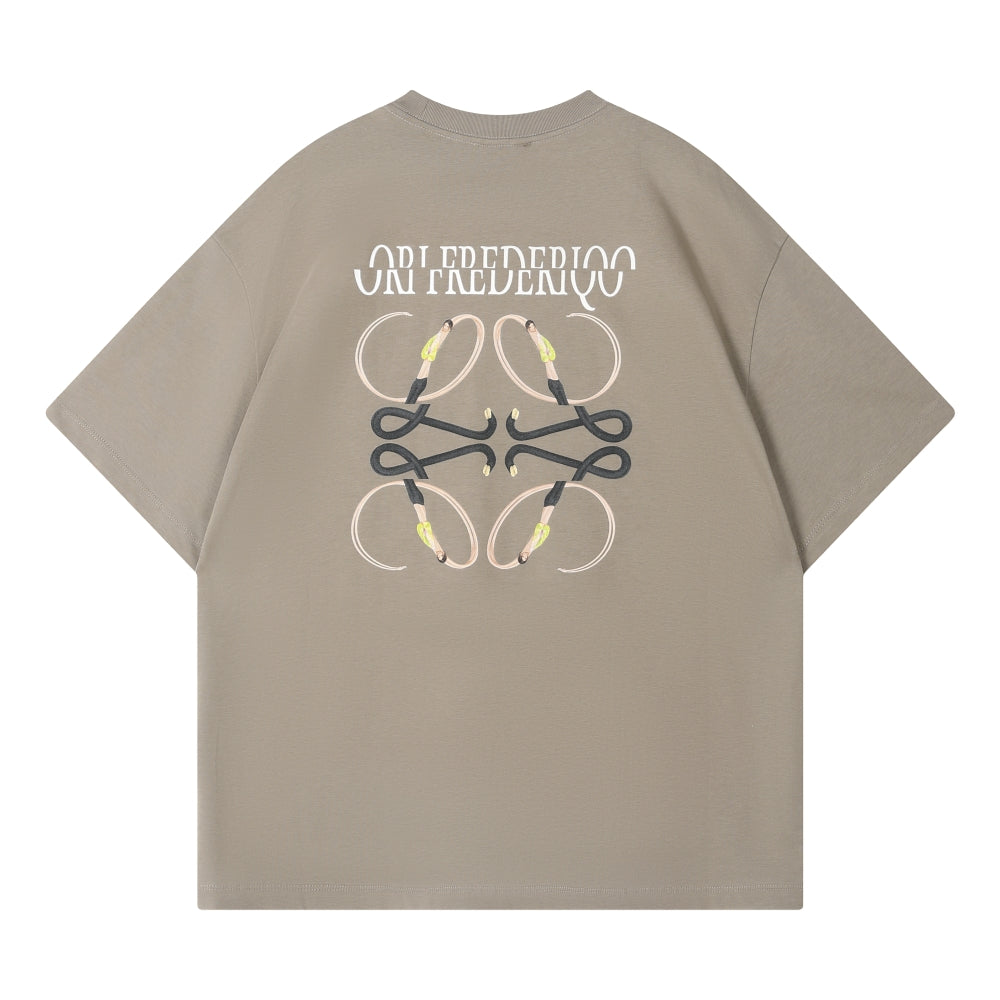 ORI FREDERIQO Printed T-Shirt for Men - Dark Grey Cotton Tee with Stylish Print | Casual Wear, Street Fashion & Everyday Outfits
