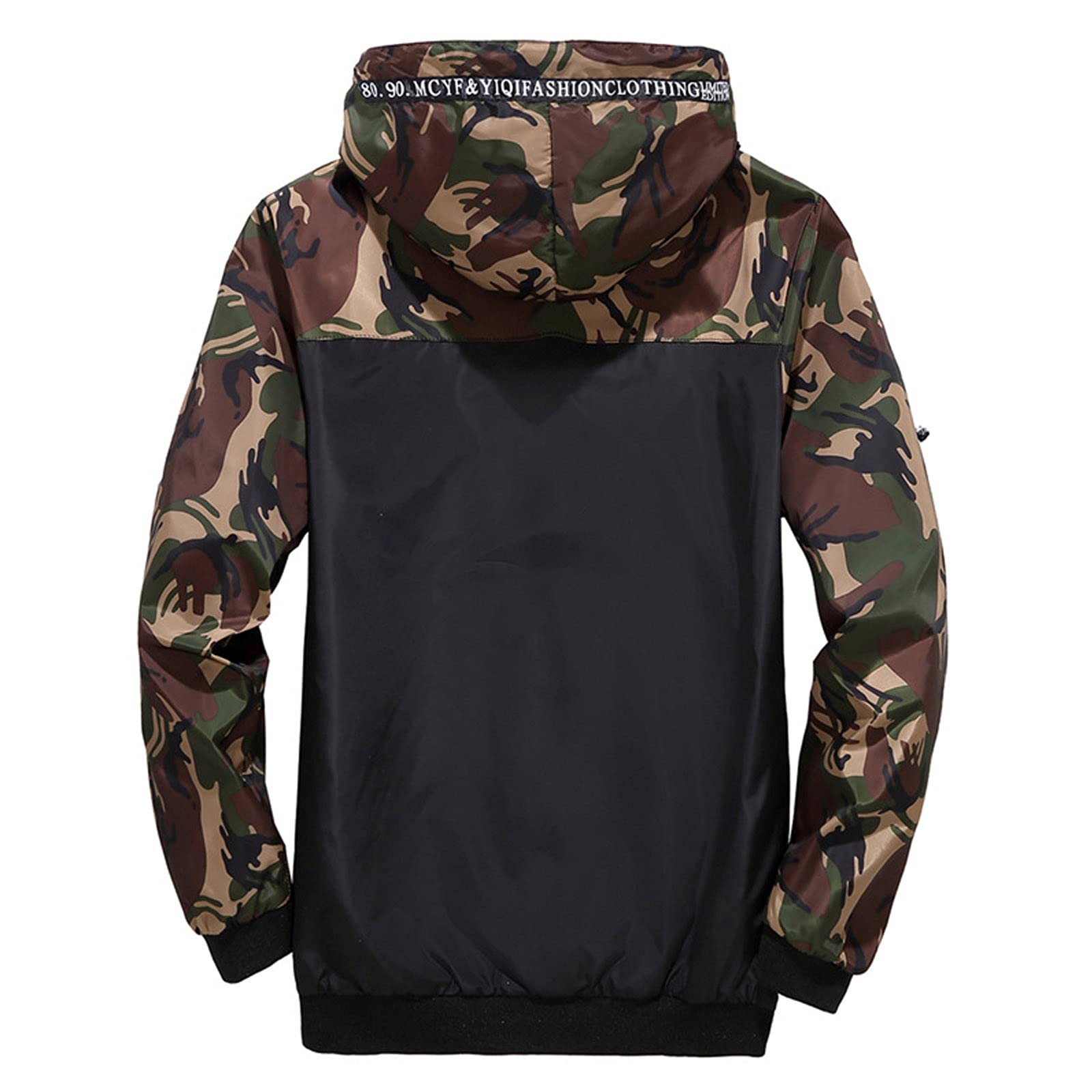 **WYBAXZ Men's Camouflage Colorblock Hoodie Jacket - 2021 Fashion Long Sleeve Zipper Cardigan for Casual Wear | Outdoor, Street Style & Everyday Use**