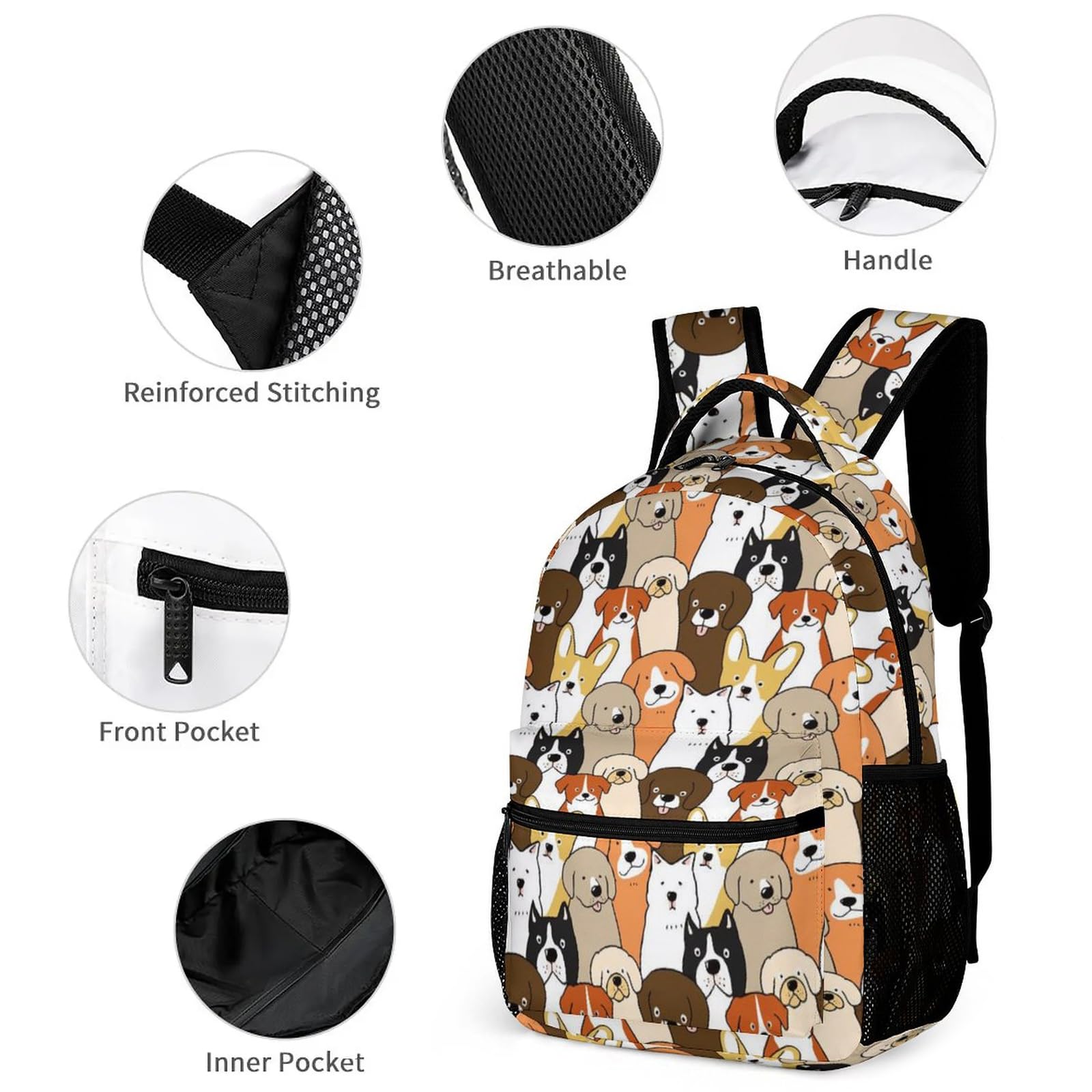 **KOYI Cute Kids Backpack - Dog Print School Backpack for Boys & Girls, 16.5 Inch Puppy Backpack for Elementary Students, Travel & Laptop Bag - Perfect for School, Day Trips & Outdoor Adventures**