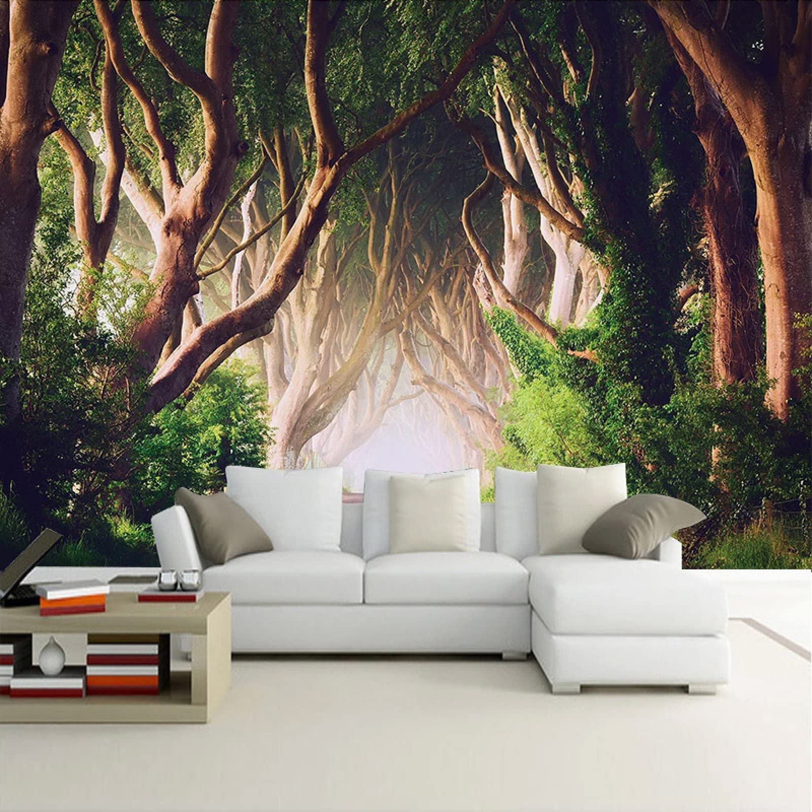 Custom Photo Wallpaper - Beautiful Woods & Trees Green Landscape Wall Mural | Durable Home Decor for Living Room, Bedroom, Office | 59x39.4 Inches (WxH) | Perfect for Sofa Background, Shelves & Wall Decor