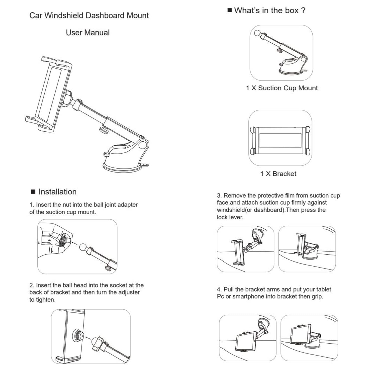Universal Car Dashboard Tablet Mount Holder for 4-13