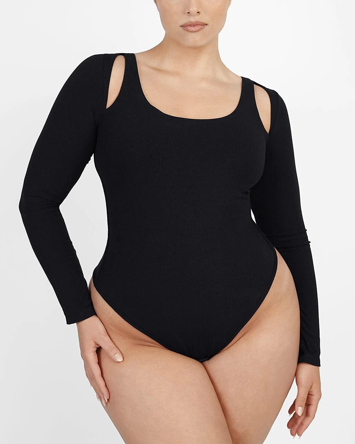 Stylish Cozy Ribbed Cut Out Bodysuit for Women - Perfect for Layering, Date Nights & Casual Outfits