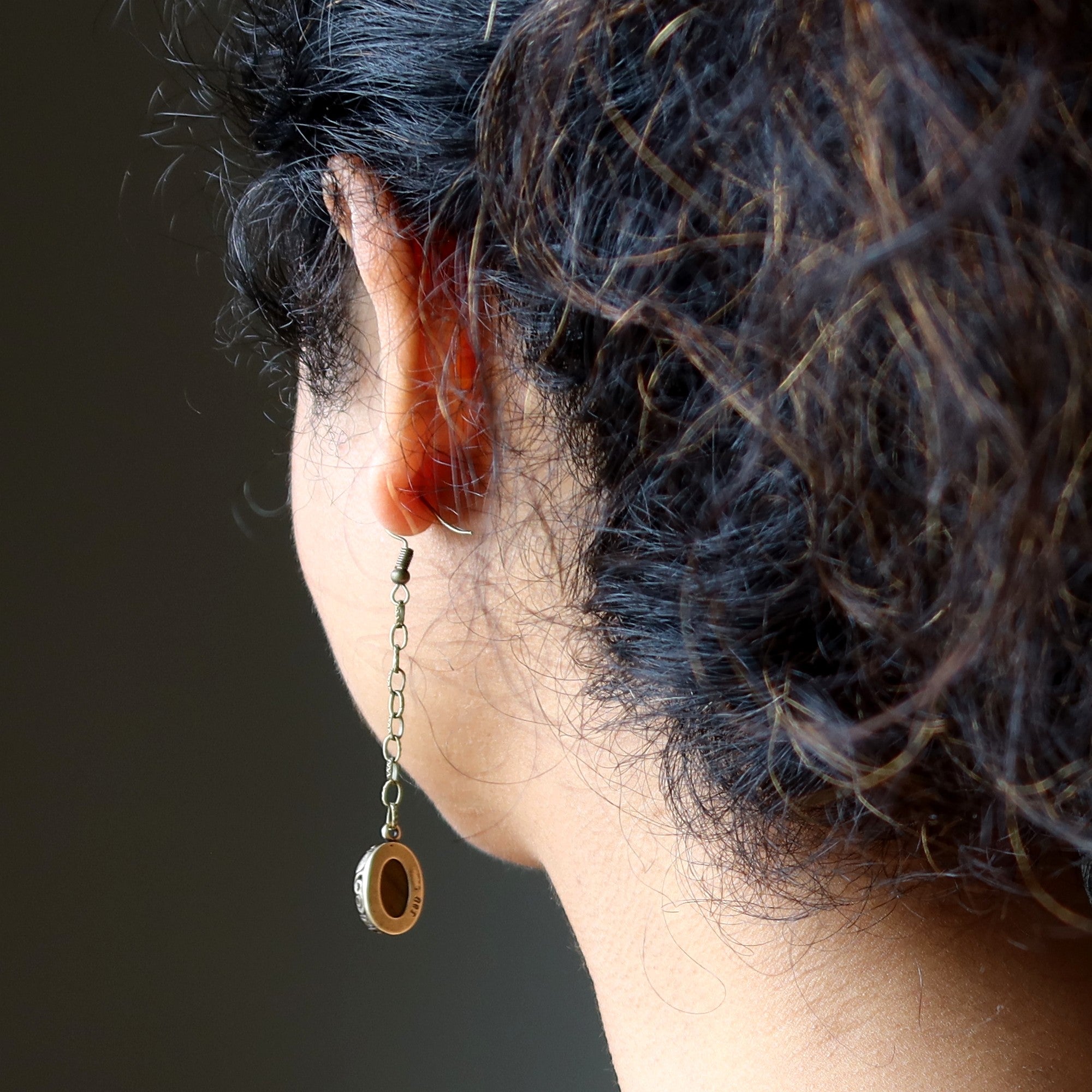 Tigers Eye Earrings for Women - Natural Stone Dangle Earrings with Chain, Boho Jewelry for Everyday Wear & Special Occasions