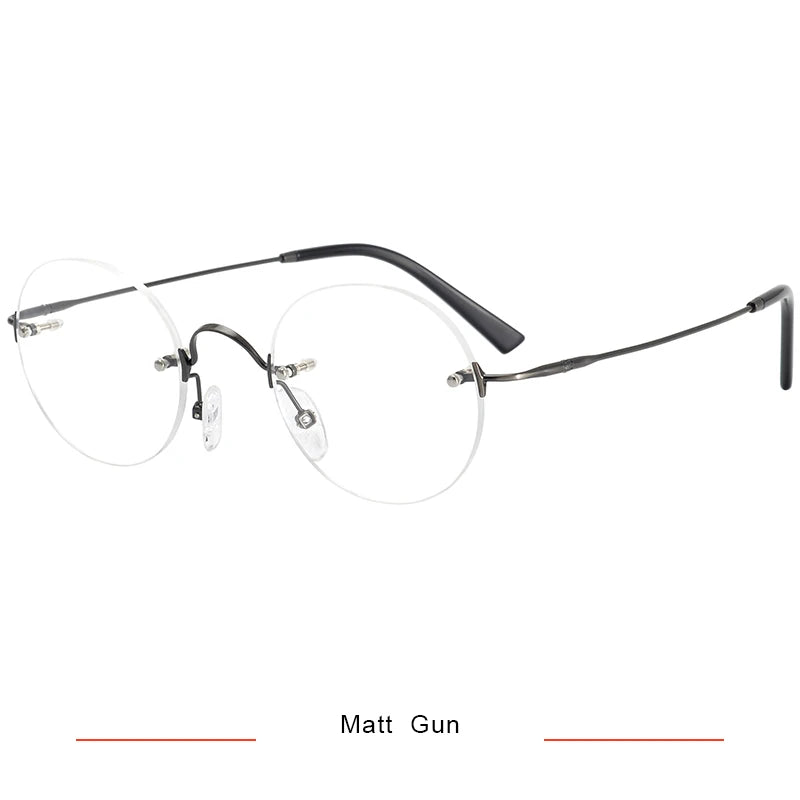 Brightzone Women's Rimless Round Titanium Eyeglasses - Lightweight & Durable Frame for Everyday Wear | Perfect for Office, Reading & Fashion Accessories
