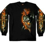 Hot Leathers Black Electric Skull Long Sleeve T-Shirt for Men | Gothic Motorcycle Biker Shirt | Edgy Streetwear & Concert Outfit