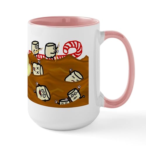 White/Pink Inside - Marshmallows Drowning In Hot Chocolate Large Mug
