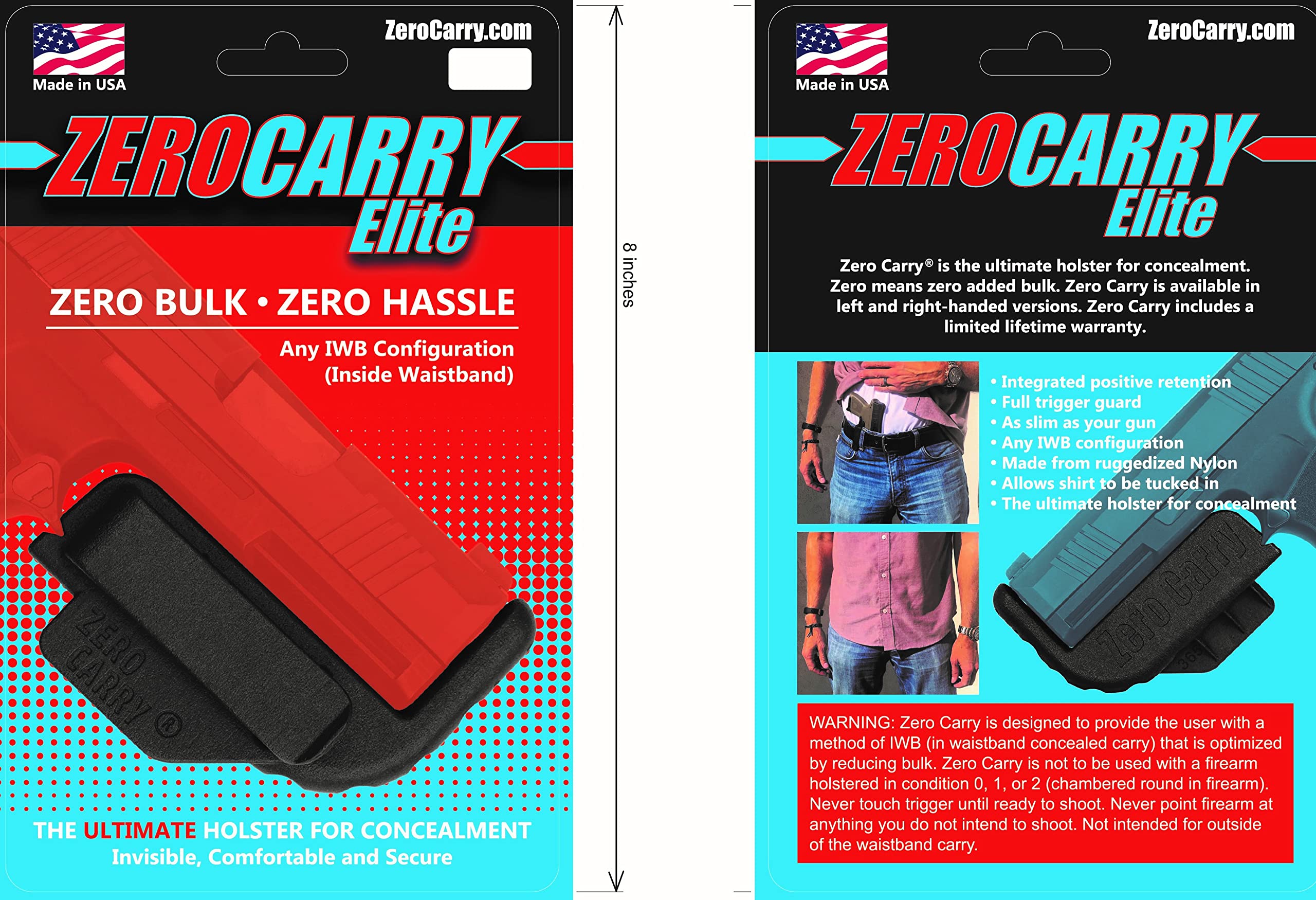 Ultra Slim IWB Holster for Glock 43 & 43X - Zero Carry Elite Concealed Waistband Gun Holster | Comfortable, Secure & Invisible Carry | Built-in Retention & Trigger Guard | Lightweight Minimalist Design for Everyday Concealed Carry