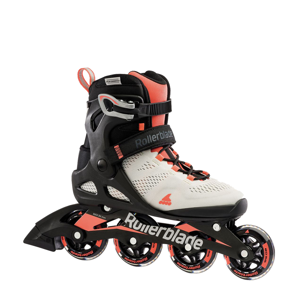 Rollerblade Macroblade 80 W Women's Inline Skates - Glacier Grey/Coral - Comfortable Fitness & Recreational Roller Skating for Outdoor & Indoor Use