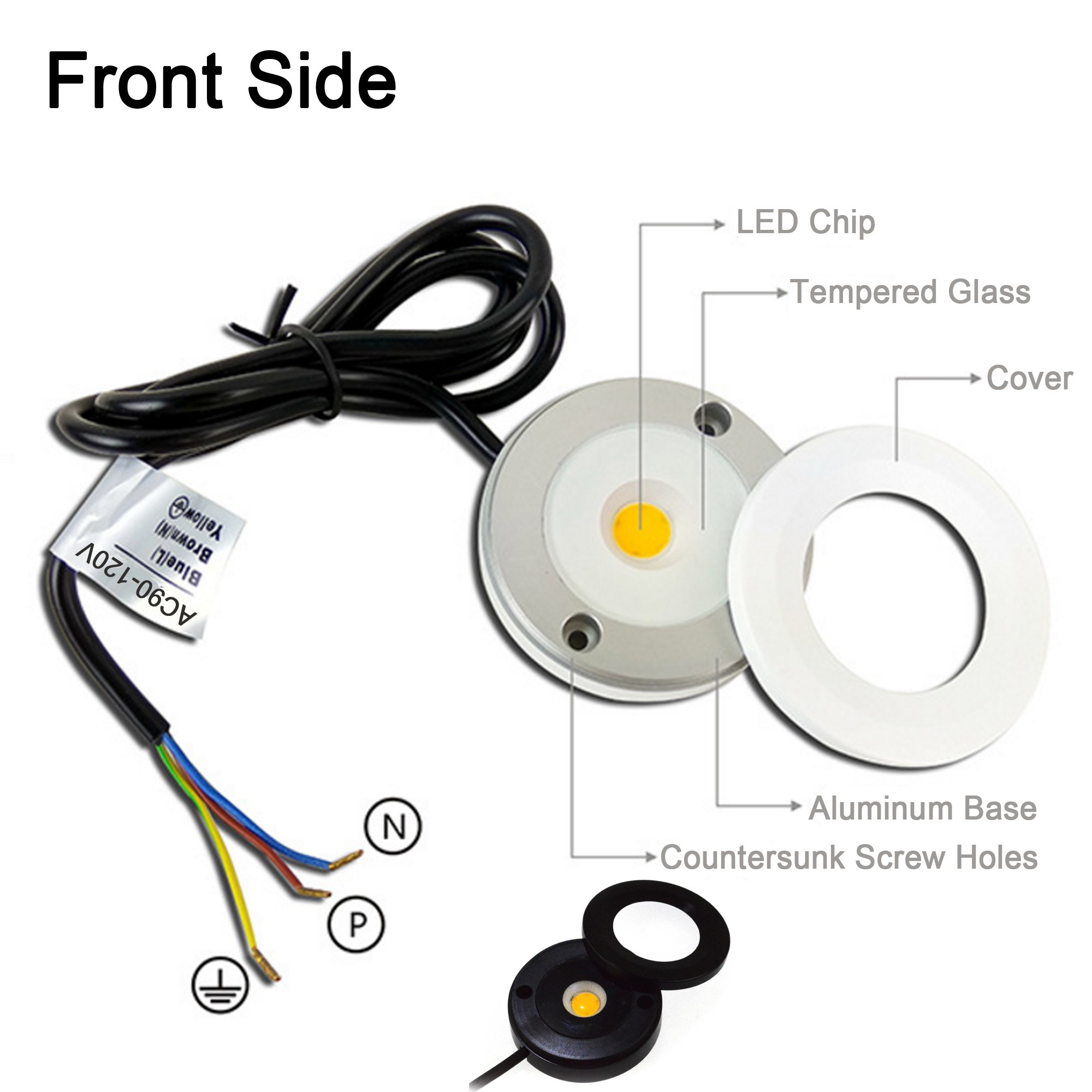3W COB Dimmable LED Cabinet Light - IP65 Waterproof Surface Mount Aluminum Ceiling Spot Light for Bathroom, Porch, Display Showcase, Hallway & Closet - Warm White (Black Frame) - Perfect for Accent Lighting & Home Decor