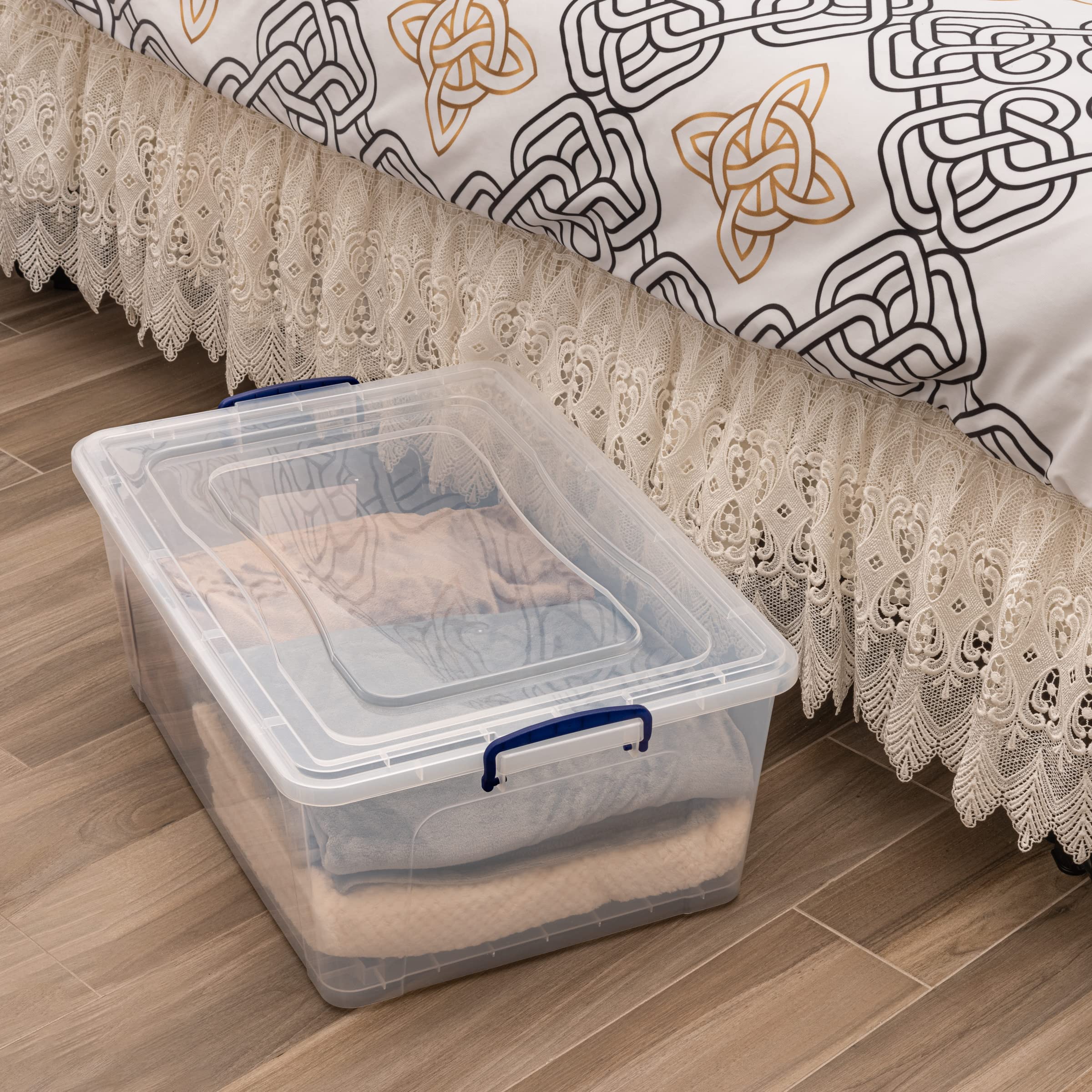 Superio 60 Quart Clear Storage Bin with Lids - Large Stackable Plastic Container with Wheels for Home Organization, Garage Storage & Closet (Ideal for Seasonal Decor, Toys, and Household Items)