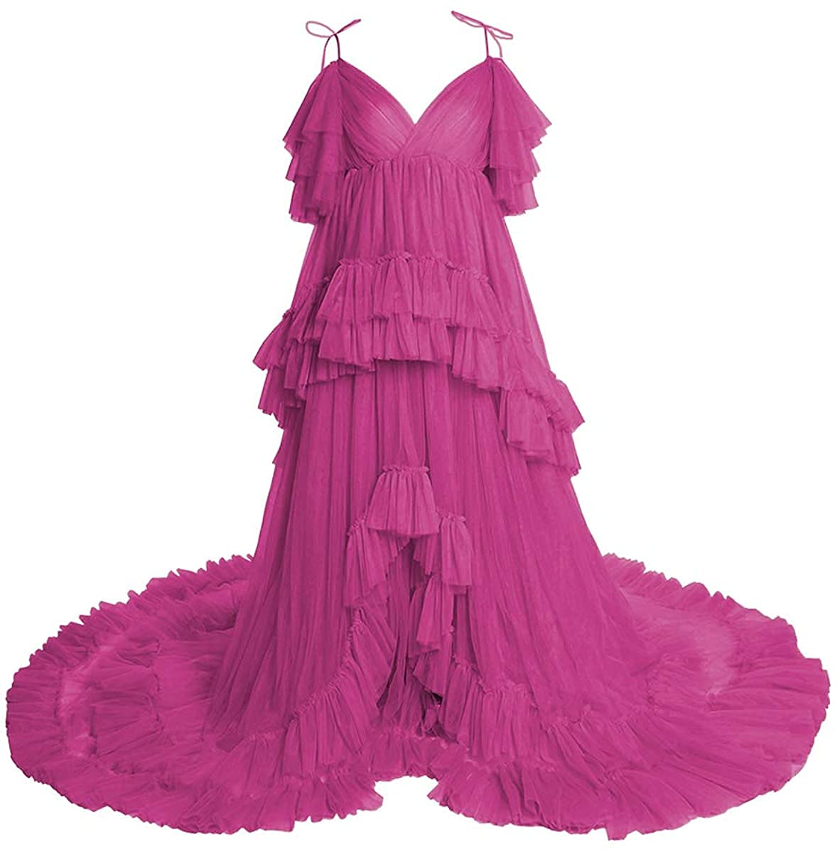 Elegant Tulle Maternity Gown for Women - Fluffy Straps Nightgown & Photography Dress for Pregnancy, Bridal Shower, Baby Shower, and Maternity Photo Shoot