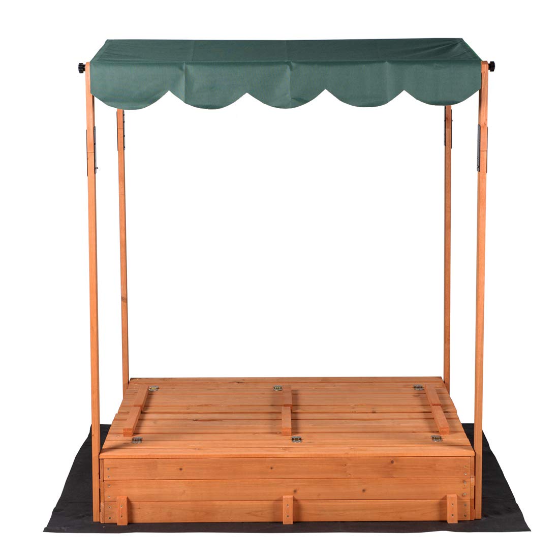 Convertible Wooden Outdoor Kids Sandbox with Canopy Cover & Bench Seat Storage - Perfect for Backyard Play, Patio Fun, and Outdoor Toddler Activities