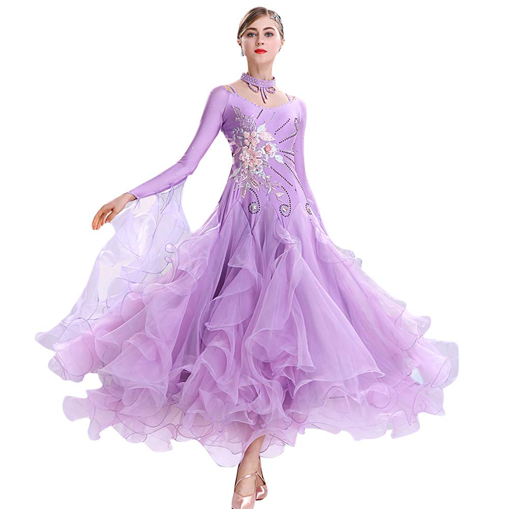 Elegant Ballroom Competition Dance Dress for Women - Modern Waltz & Tango Standard Performance Gown - Perfect for Professional Dancesport Events & Latin Dance Competitions