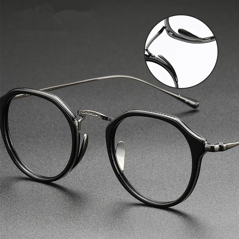 Stylish Unisex Oval Titanium Acetate Eyeglasses Frame 13113 - Lightweight Durable Glasses for Work, Reading & Fashion
