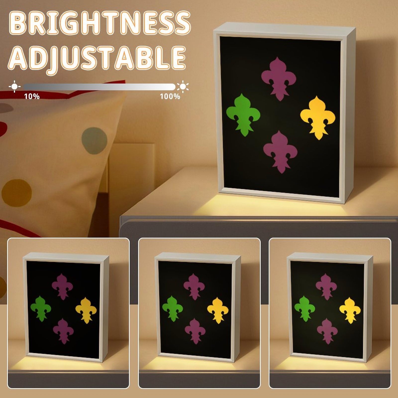 Personalized Mardi Gras Fleur De Lis LED Night Light - Decorative Table Lamp for Bedroom, Nursery & Home Decor | Perfect Gift for Festivals & Special Occasions