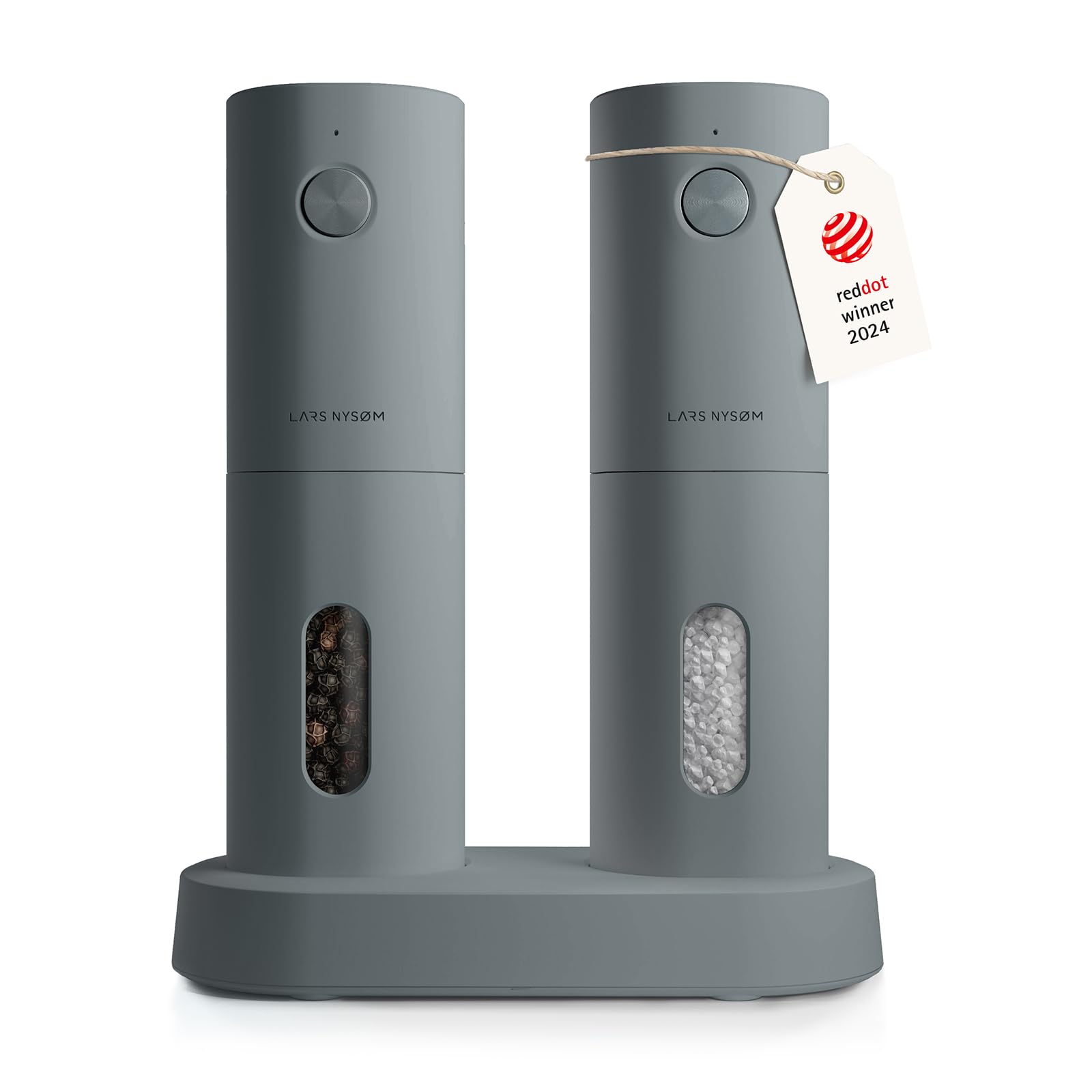 Premium Electric Salt and Pepper Grinder Set - Automatic Adjustable Ceramic Mill with USB Rechargeable Battery - Perfect for Kitchen, Dining Table & Outdoor Cooking (Ash Gray)
