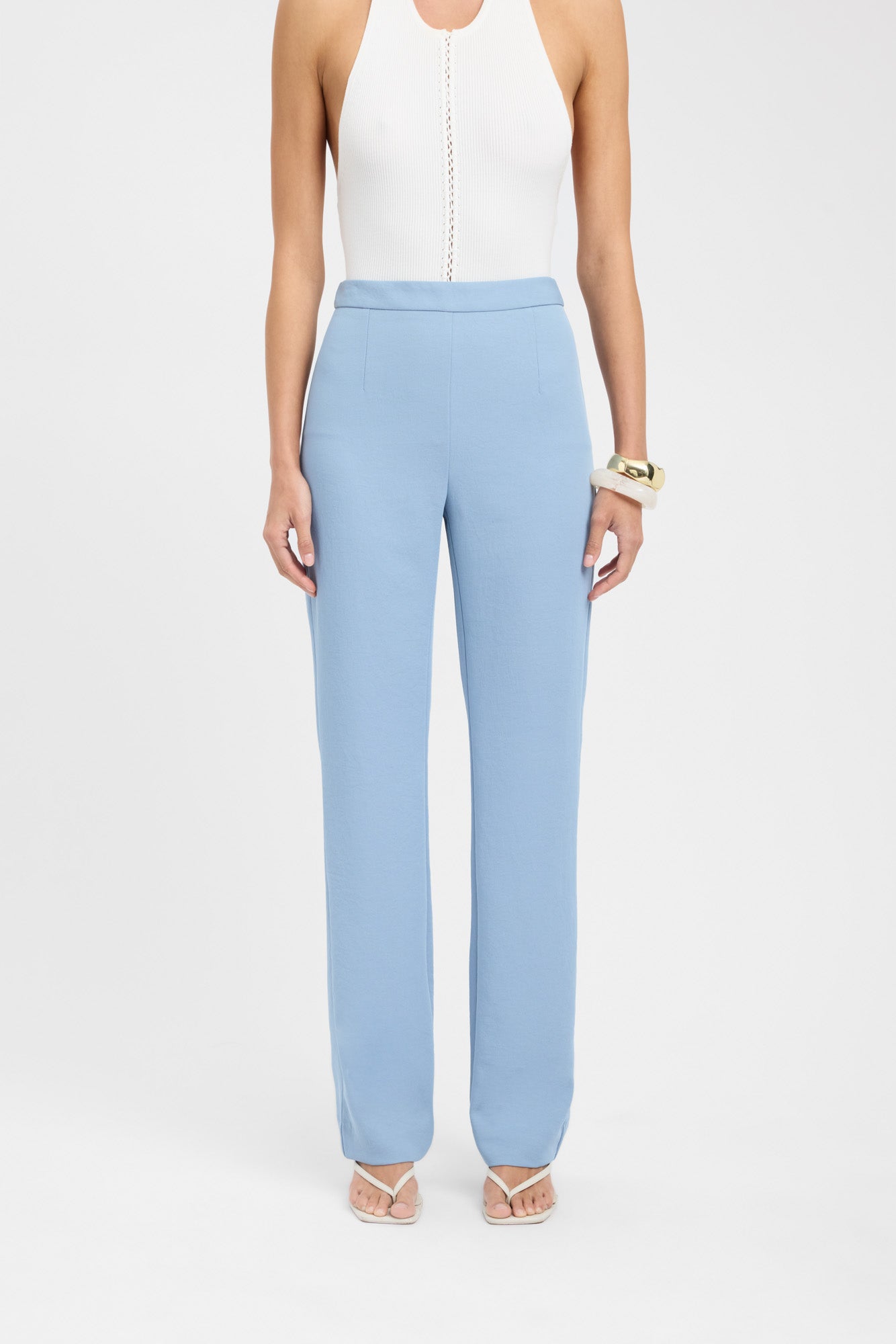 Ariel Women's Slate Blue Casual Pants - Comfortable Stretch Trousers for Work, Travel & Everyday Wear