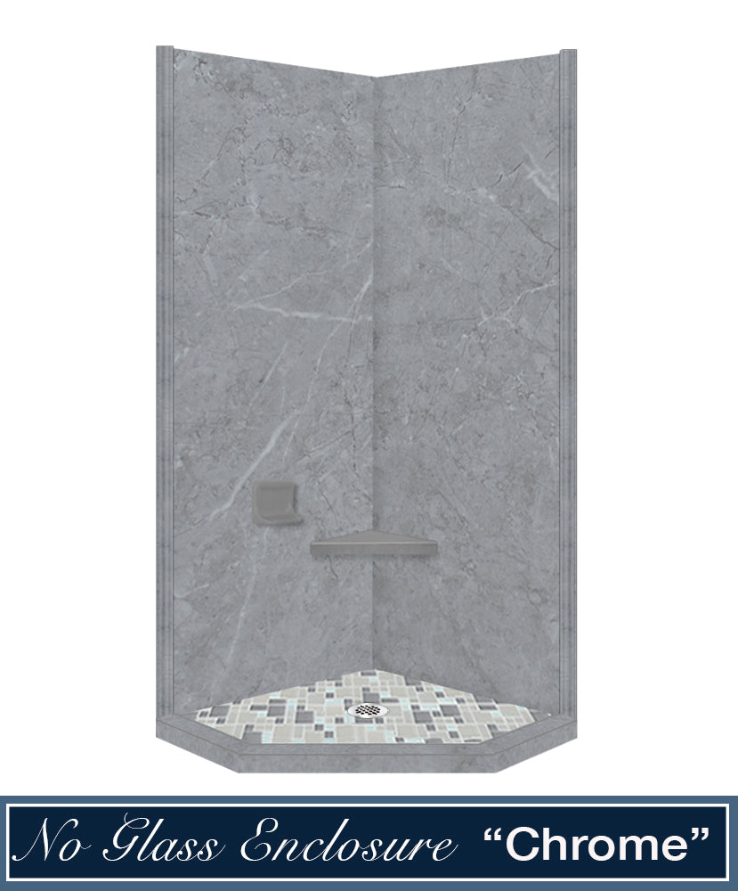 Grio Marble Newport Mosaic Neo Shower Enclosure Kit - Waterproof Bathroom Upgrade for Modern Homes, Perfect for Master Bath & Spa Retreats