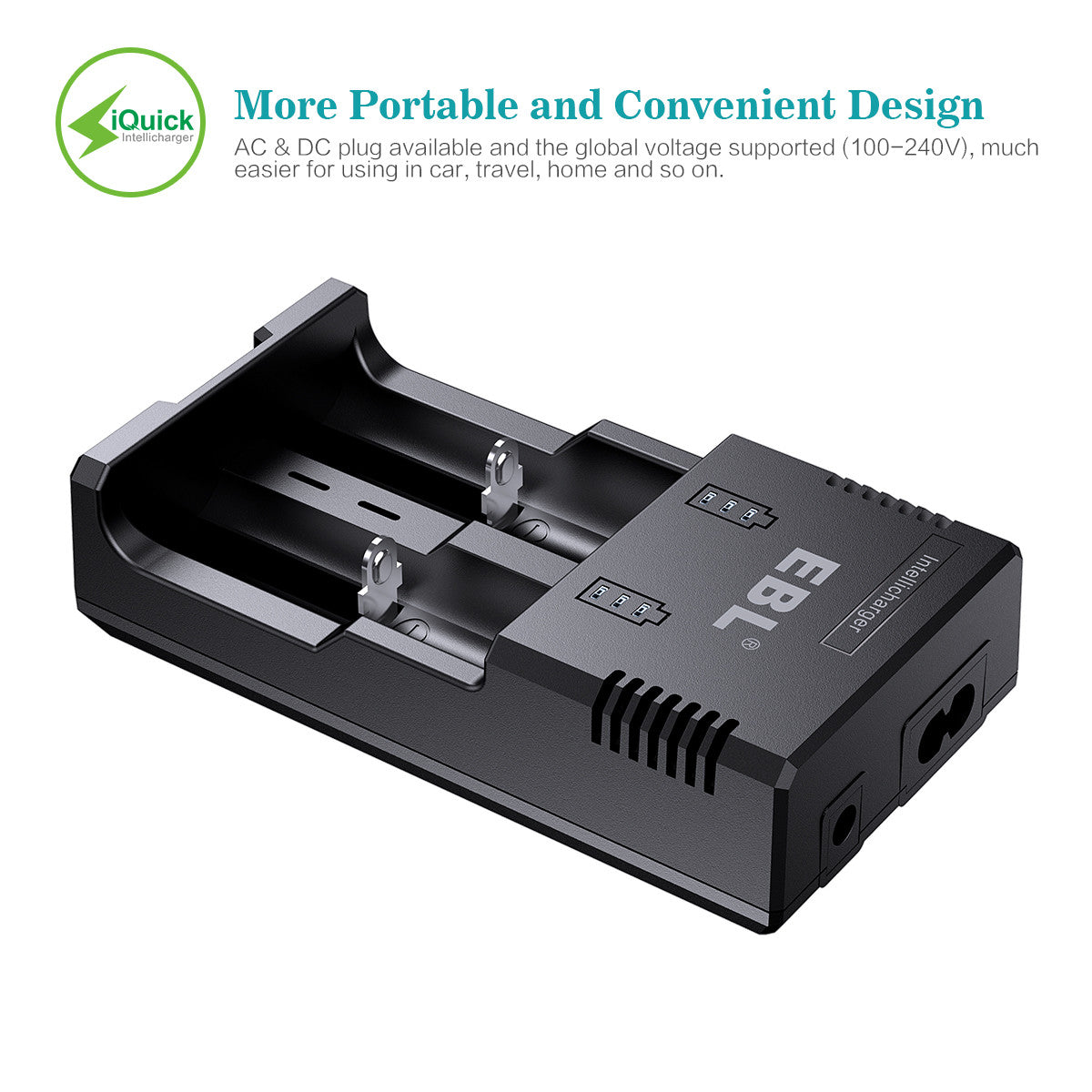 EBL 992 Smart Fast Battery Charger for 3.7V Li-ion/NiMH/NiCd AA AAA C Batteries - Perfect for Cameras, Toys, Flashlights & More