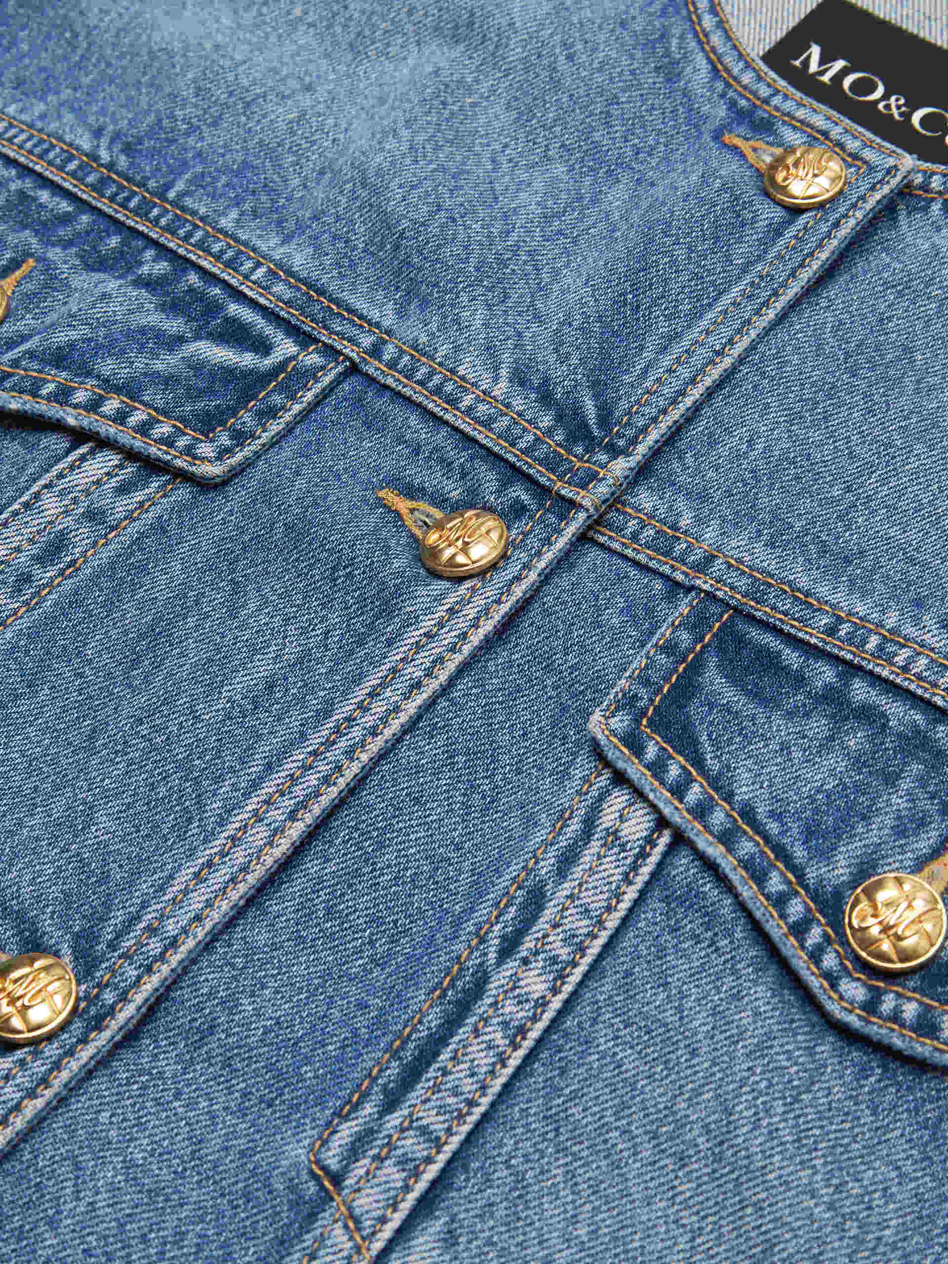 Stylish Collarless Denim Jacket for Women - Trendy Light Wash Distressed Denim Jacket - Casual Outerwear for Spring & Fall | Perfect for Streetwear, Date Nights & Weekend Outings
