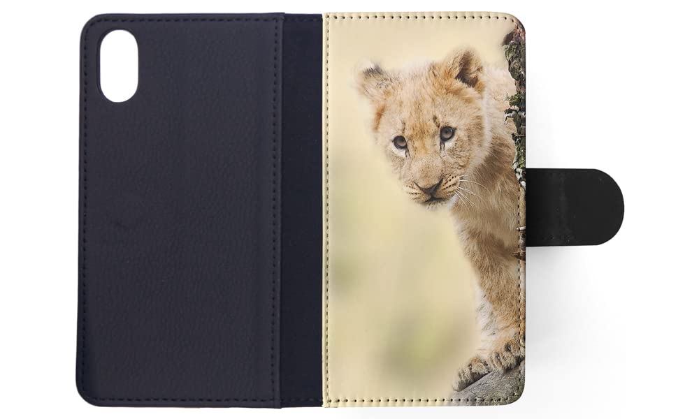 Cute Lion Baby Cub Animal #2 Flip Wallet Phone Case for Apple iPhone X & iPhone Xs - Stylish Protective Cover for Everyday Use & Travel