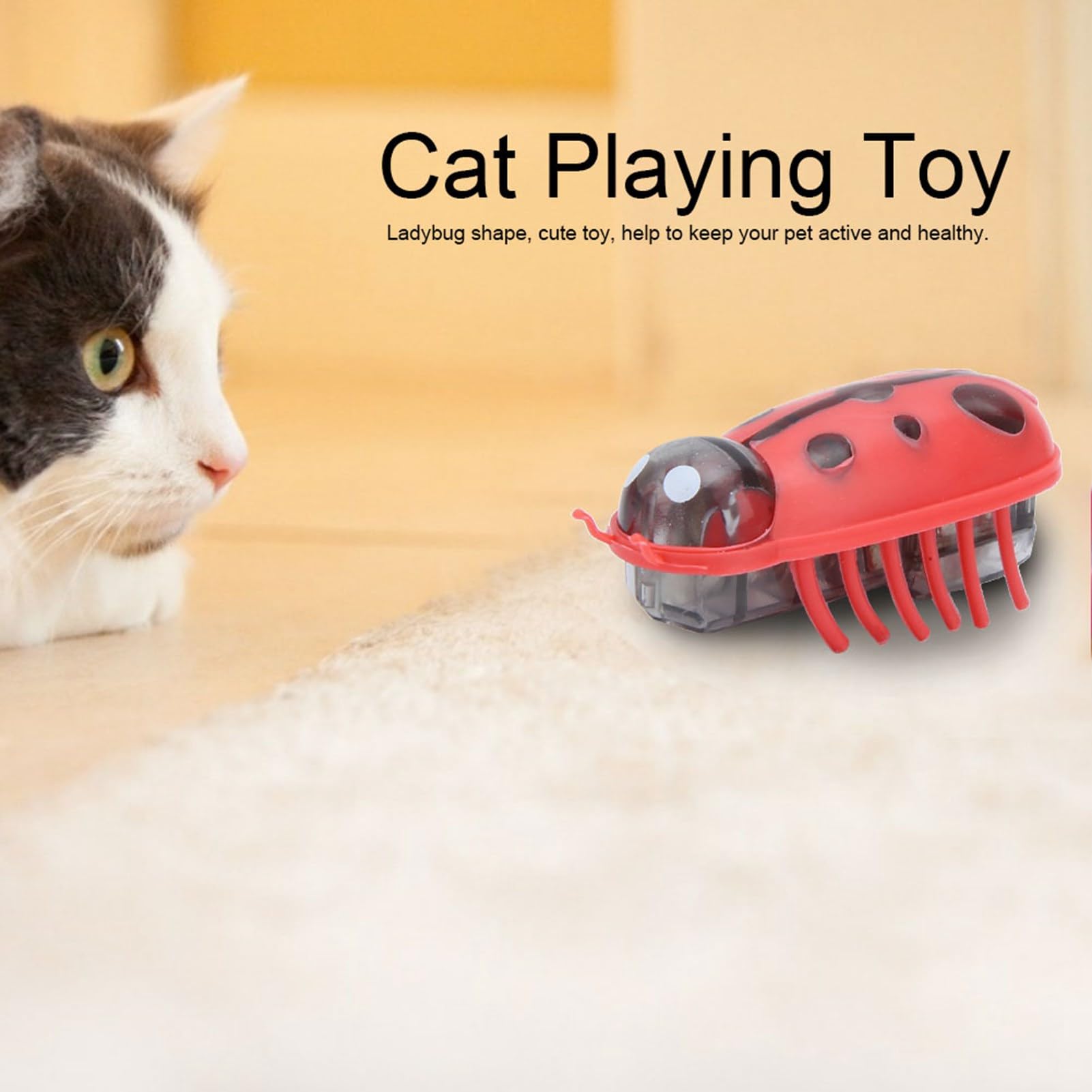 7Pcs Interactive Cat Toys Set - Mini Cute Ladybug Electronic Moving Toys with Automatic Motion for Indoor Cats & Kittens - Battery Operated Fun Chasing Play for Exercise & Entertainment (4CM) - Perfect for Playtime, Training & Bonding with Your Feline Friend