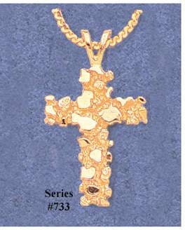 Solid Sterling Silver or 14kt Gold Nugget Cross Pendant - Handmade in USA (161 733/141 733) - Perfect for Religious Jewelry, Gifts & Everyday Wear