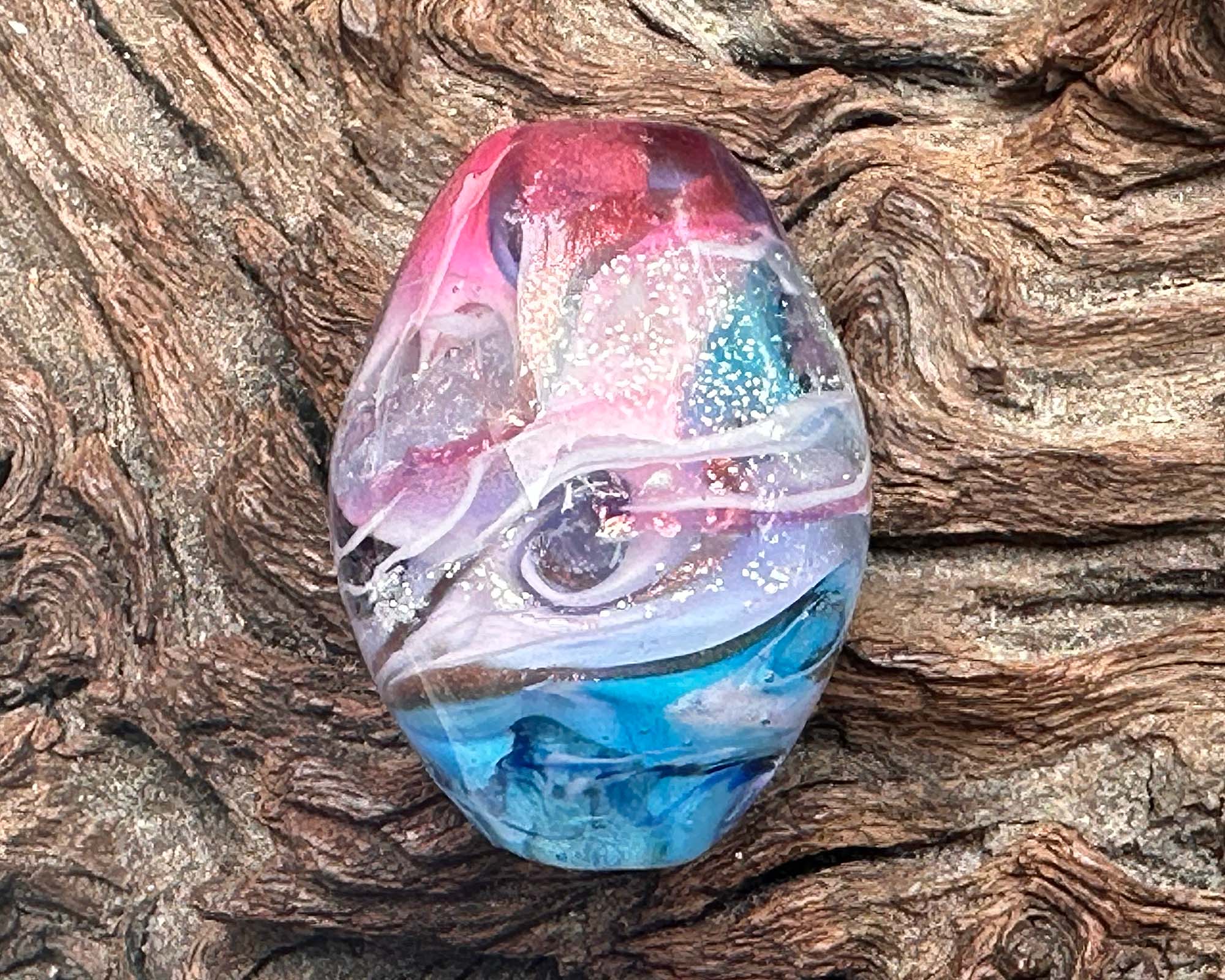 Dichroic Glass Lampwork Focal Bead for Jewelry Making - Cotton Candy Color Handmade Art Bead - Perfect for Necklaces, Bracelets & DIY Craft Projects