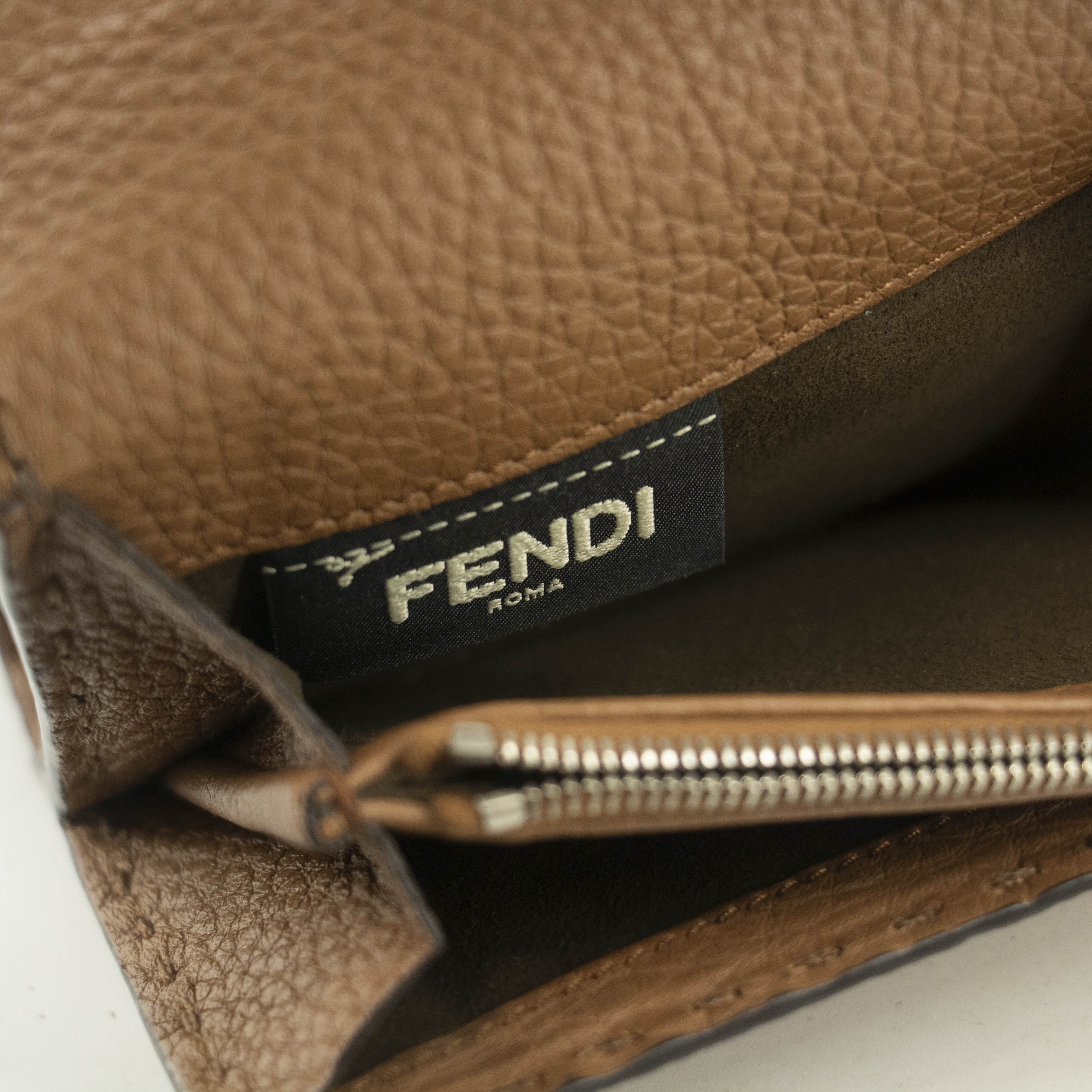 Fendi FF Zucca Leather Long Wallet for Women - Brown Genuine Leather Bifold Wallet with Logo, Card Slots & Zipper Pocket - Perfect for Everyday Use & Gift Giving