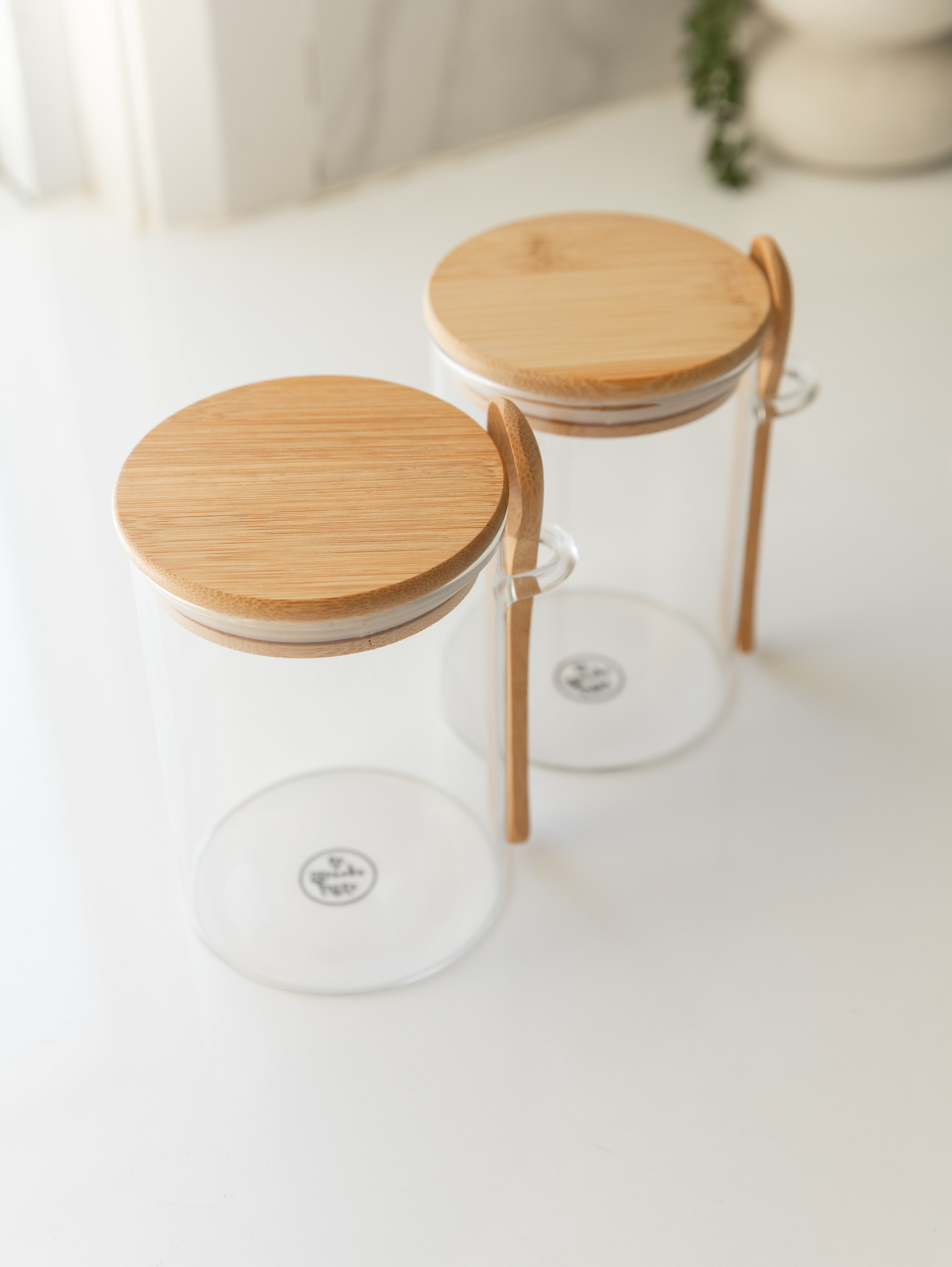 Premium 500ml Bamboo Glass Jar with Spoon - Eco-Friendly Storage for Spices, Tea, Coffee & DIY Crafts - Perfect for Kitchen, Pantry & Gift Giving