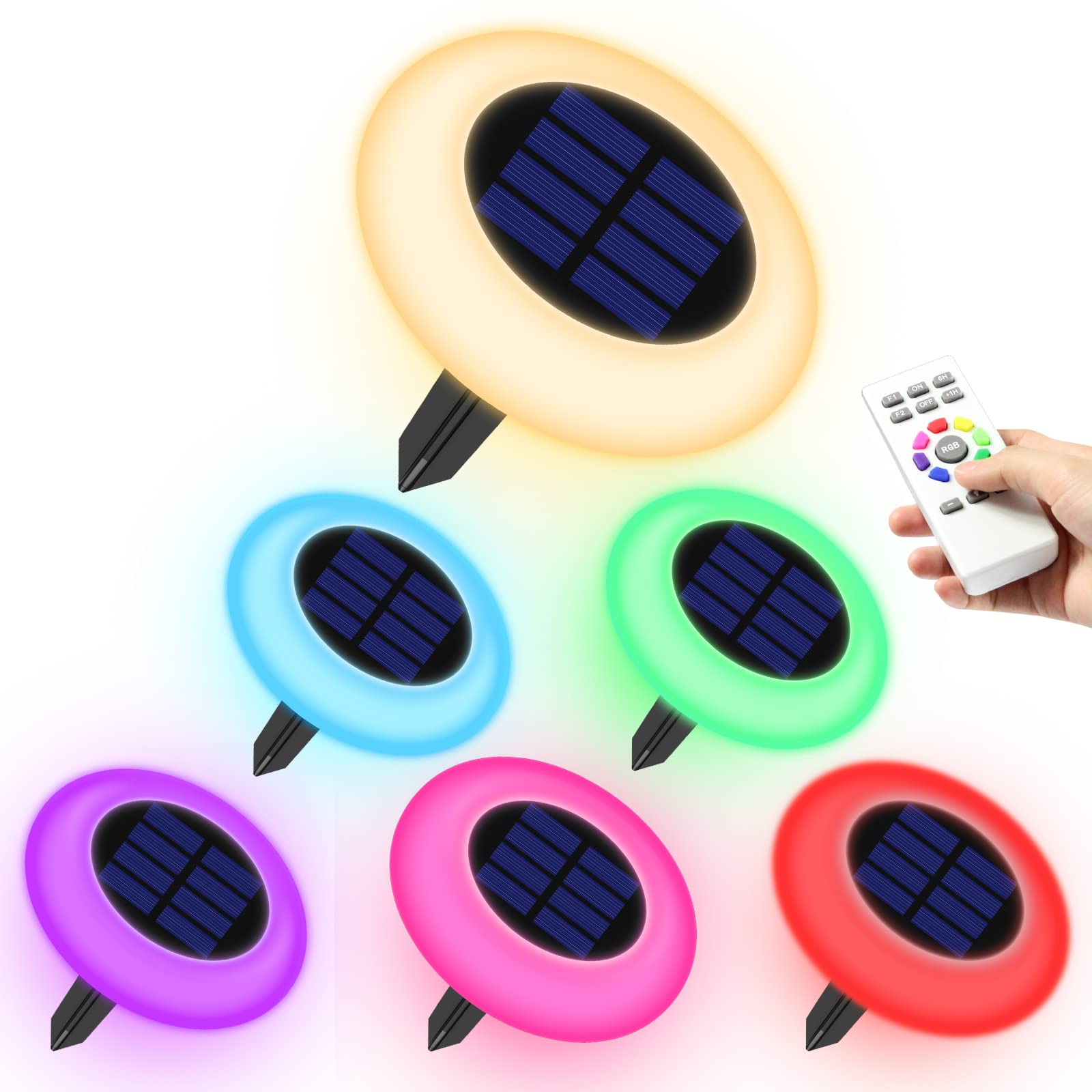 Intelamp Color Changing Solar Pathway Lights - 6 Pack Waterproof Outdoor Solar Garden Lights for Yard, Backyard, Walkway & Patio Decor | Energy-Efficient LED Landscape Lighting for Pathways, Driveways & Gardens