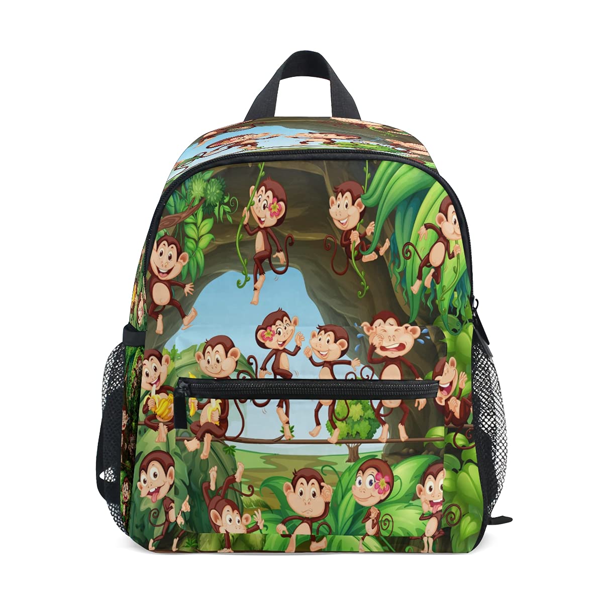 Animal Monkey Kids Backpack for School - Cute Forest Tree Design Bookbag for Toddler Boys & Girls | Perfect for Preschool, Daycare & Outdoor Adventures