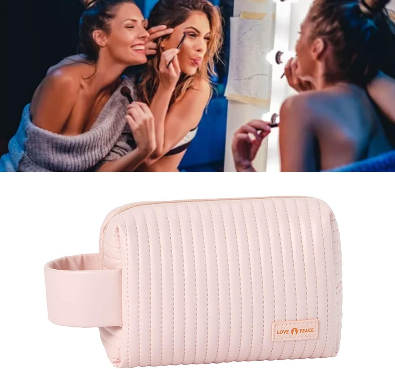 Cute Small Makeup Bag - Waterproof Travel Cosmetic Pouch for Women & Girls | Portable Toiletry Organizer | Perfect for Beauty Accessories, Gifts & Daily Use | Pink (6.7x3.5x5.1 inches)
