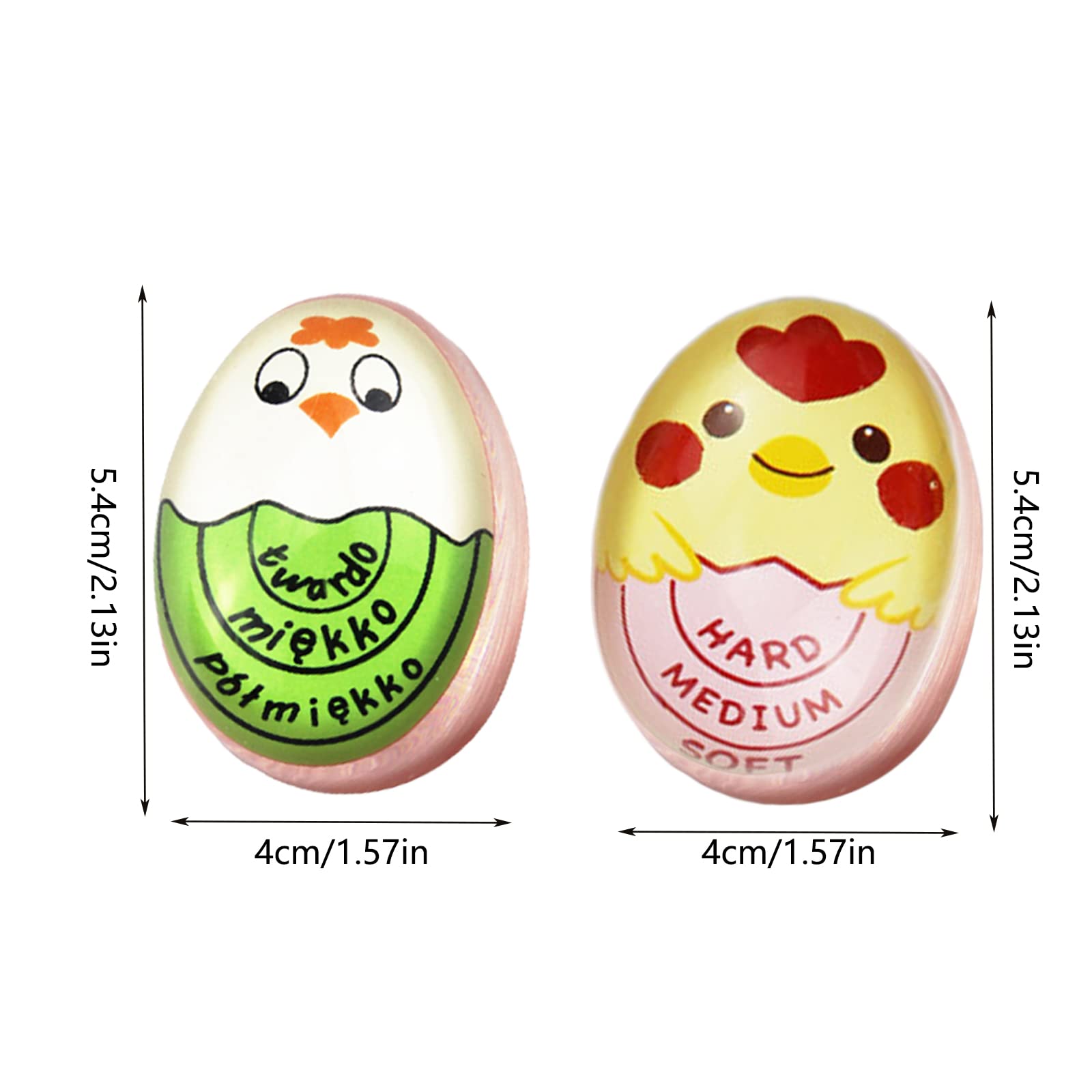 2-Piece Color Changing Egg Timer for Perfect Hard, Medium, Soft Boiled Eggs - Kitchen Cooking Tool for Breakfast, Meal Prep & Camping (2 Colors)