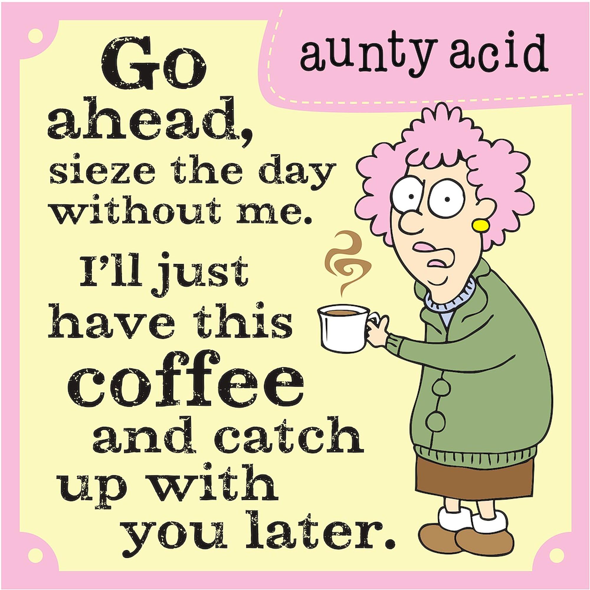 Aunty Acid Seize The Day Tote Bag - Natural Canvas Reusable Shopping Bag for Groceries, Beach & Work - Funny Inspirational Gift for Women