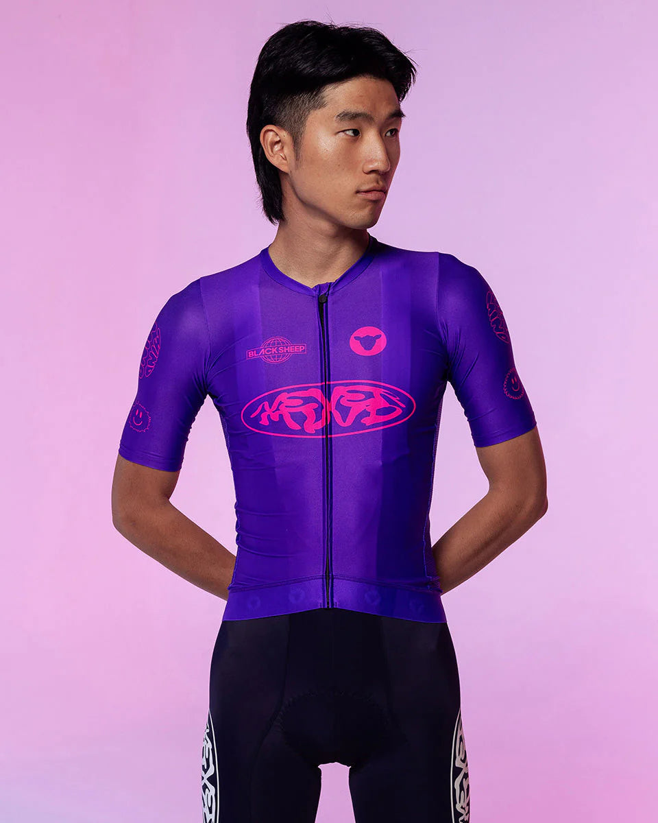 Black Sheep Men's Team SS Jersey - Never Mind Purple | Breathable & Lightweight Performance Shirt for Cycling, Running & Outdoor Sports