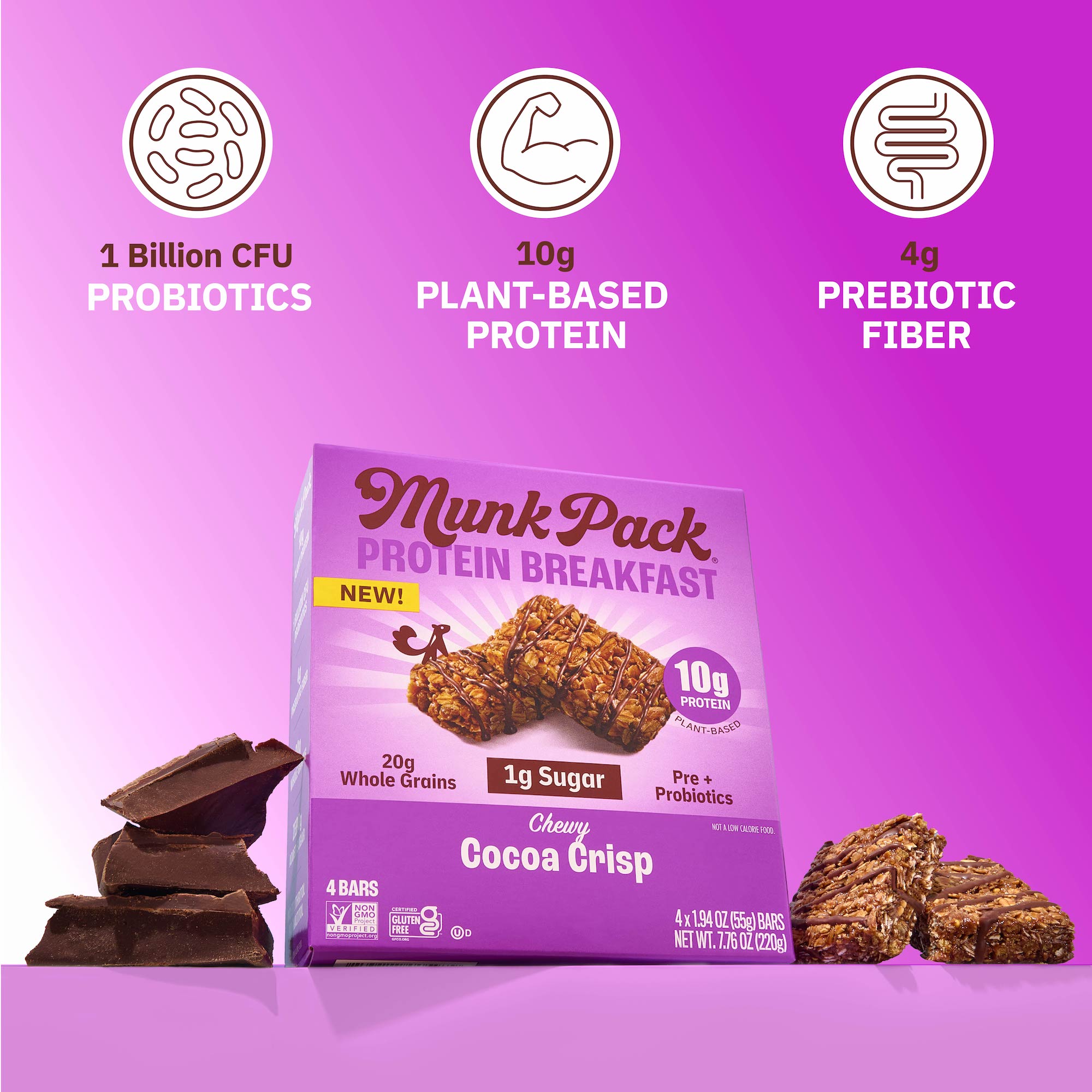 Probiotic Protein Breakfast Bar Variety Pack - 5 Count | High Protein Snack for Energy & Gut Health | Perfect for On-the-Go Breakfast, Workout Fuel & Healthy Snacking