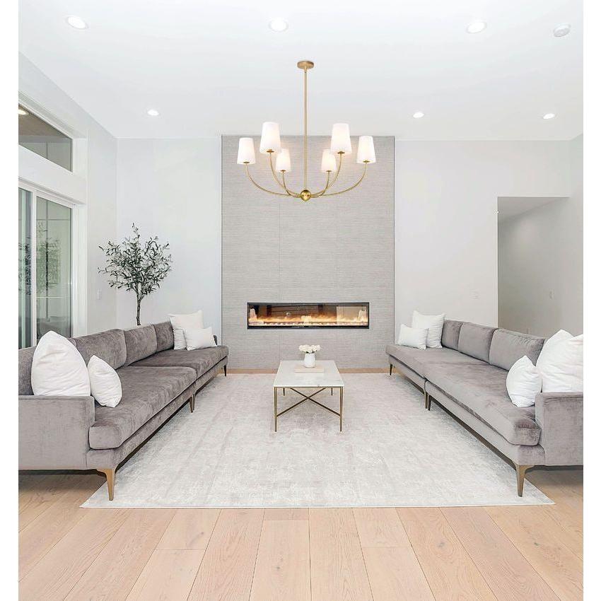 Shannon 6-Light 42-Inch Modern Crystal Chandelier - Elegant Dining Room Lighting Fixture for Home Decor, Perfect for Living Room, Bedroom or Entryway