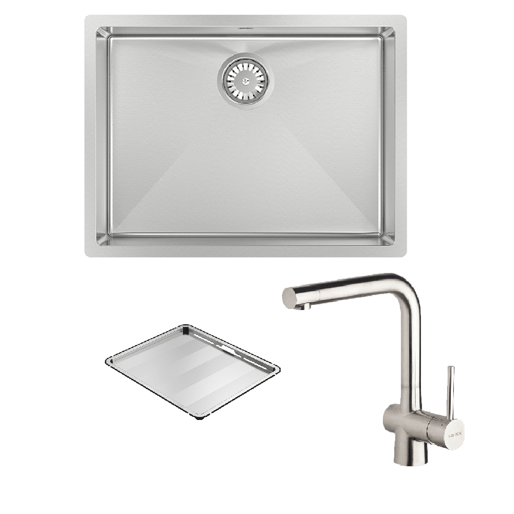 Abey Alfresco Single Bowl Kitchen Sink 580x440mm - Stainless Steel Topmount/Undermount Sink with Mixer & Tray (Model FRA540T) - Perfect for Outdoor Kitchens, BBQ Areas & RV Camping