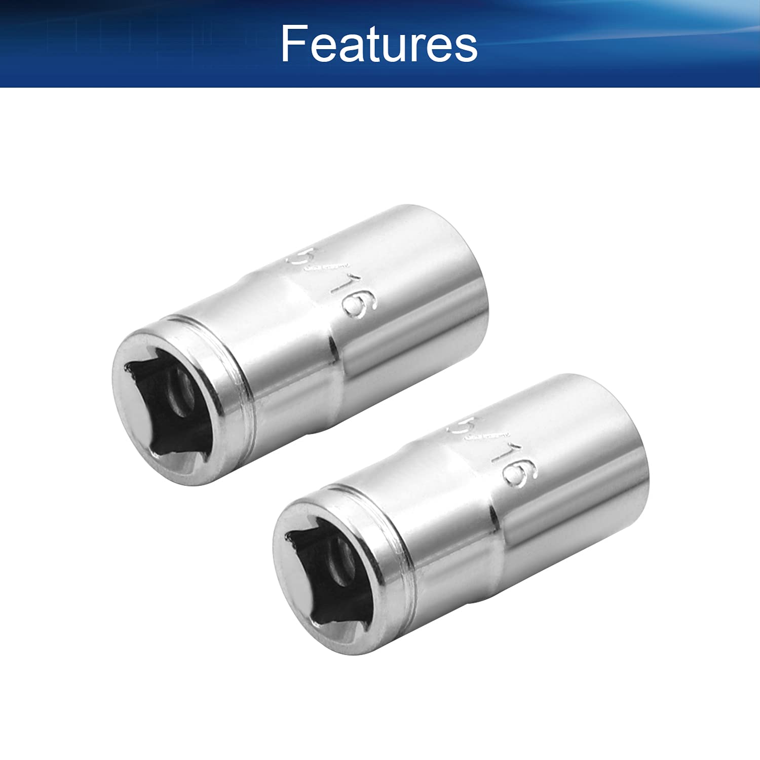 Auniwaig 4-Piece Shallow Socket Set - 1/4 Inch Drive x 5/16 Inch 6-Point Cr-V Sockets (Imperial) - Perfect for Automotive Repairs & DIY Projects