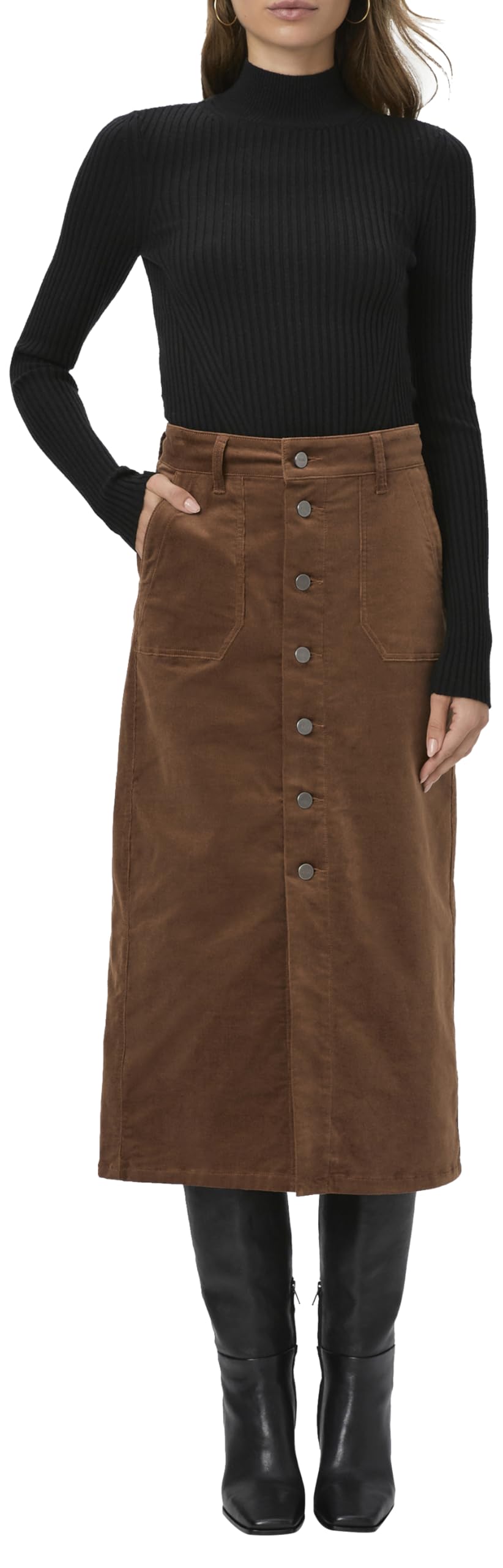 PAIGE Women's Meadow Midi Skirt - Flowy A-Line Skirt with Pockets for Spring & Summer | Perfect for Office, Brunch & Date Nights